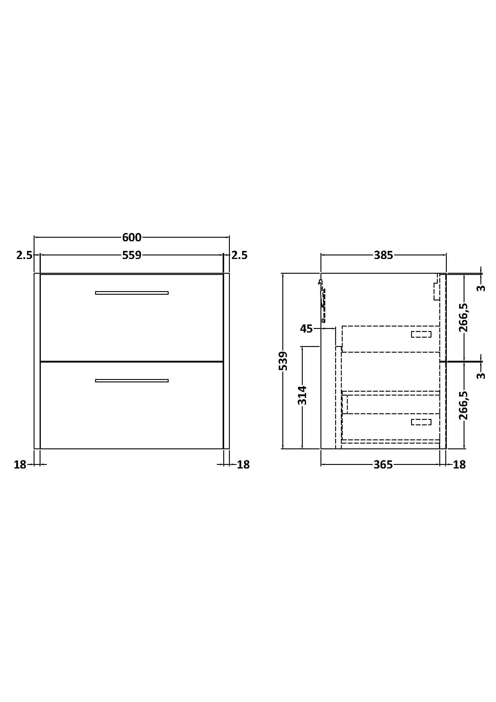 Hudson Reed Juno Wall Hung Vanity Unit, Durable 2 Soft Close Drawer with D Shape Handle Cabinet for Compact Bathroom in Autumn Oak Textured Woodgrain Finish, 600mm