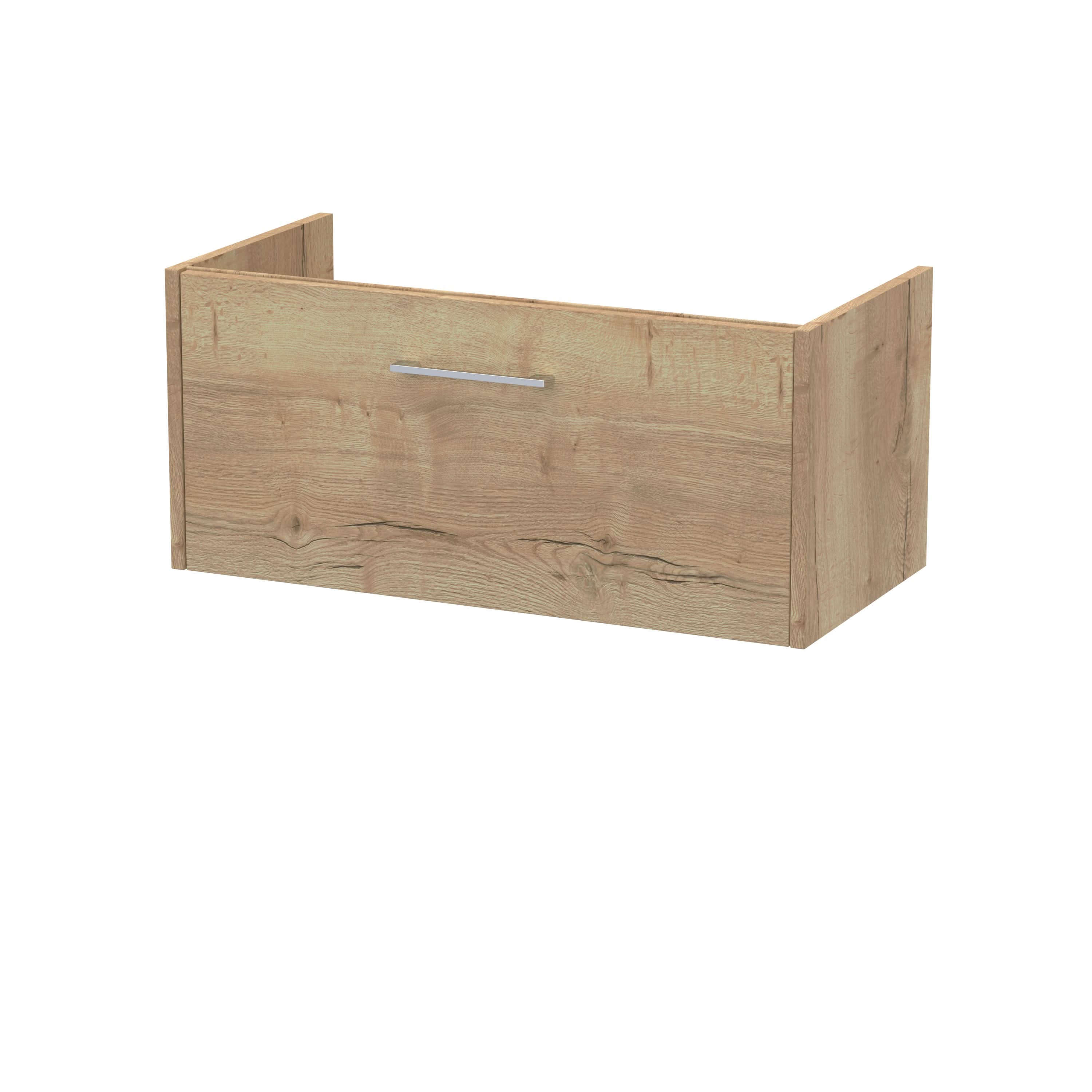 Hudson Reed Juno Wall Hung Vanity Unit, Durable Soft Close Drawer with D Shape Handle Cabinet for Compact Bathroom in Autumn Oak Textured Woodgrain Finish, 800mm