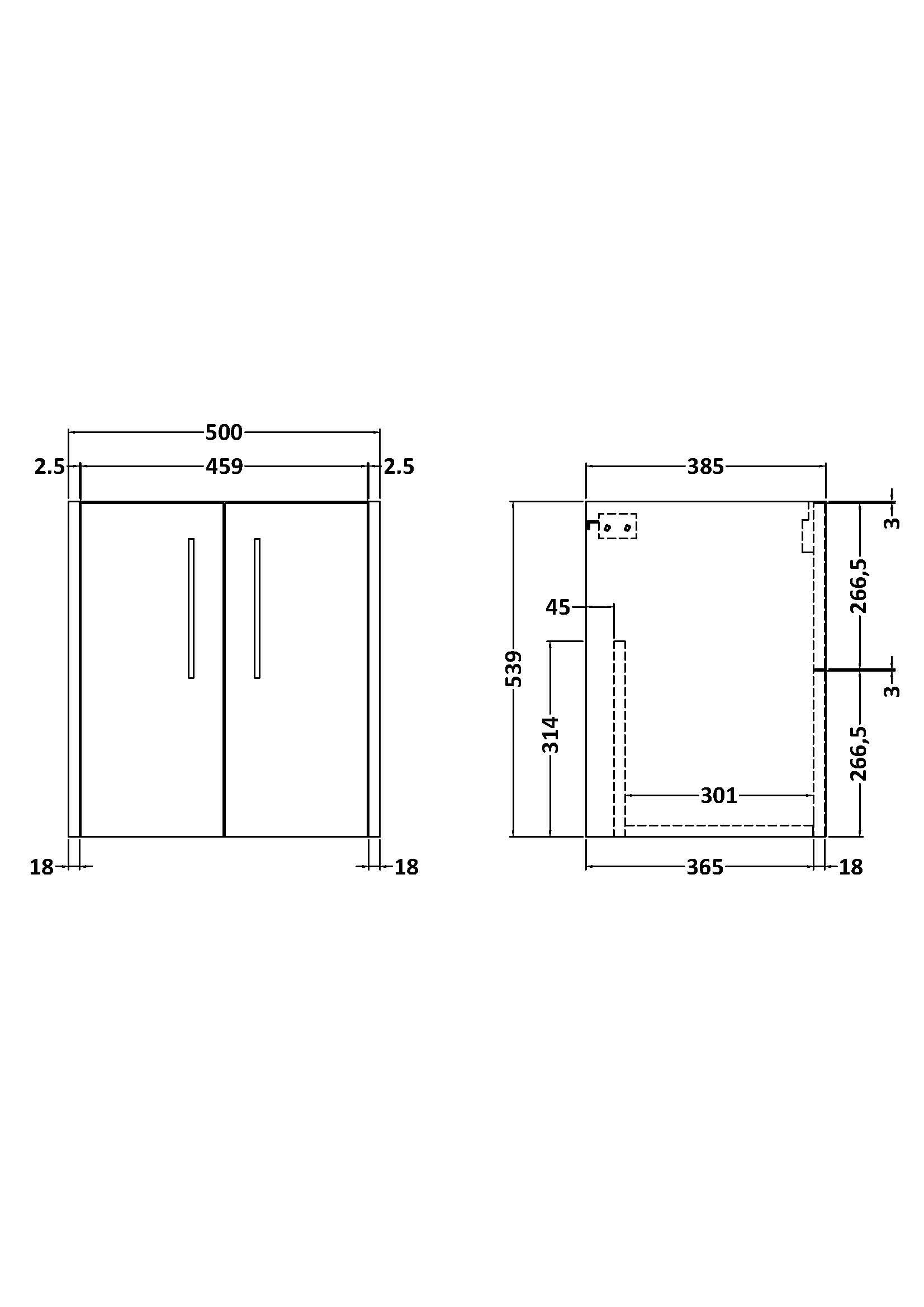 Hudson Reed Juno Wall Hung Vanity Unit, Durable 2 Soft Close Door with D Shape Handle Cabinet for Compact Bathroom in Graphite Grey Textured Woodgrain Finish, 500mm