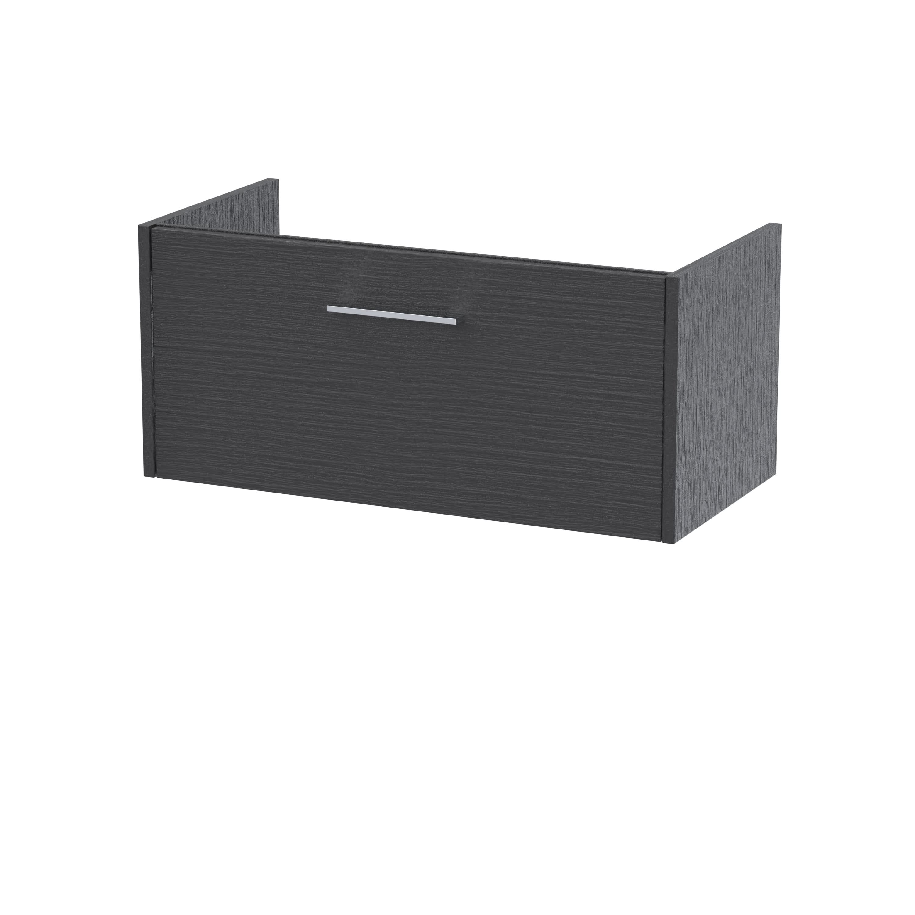 Hudson Reed Juno Wall Hung Vanity Unit, Durable Soft Close Drawer with D Shape Handle Cabinet for Compact Bathroom in Graphite Grey Textured Woodgrain Finish, 800mm