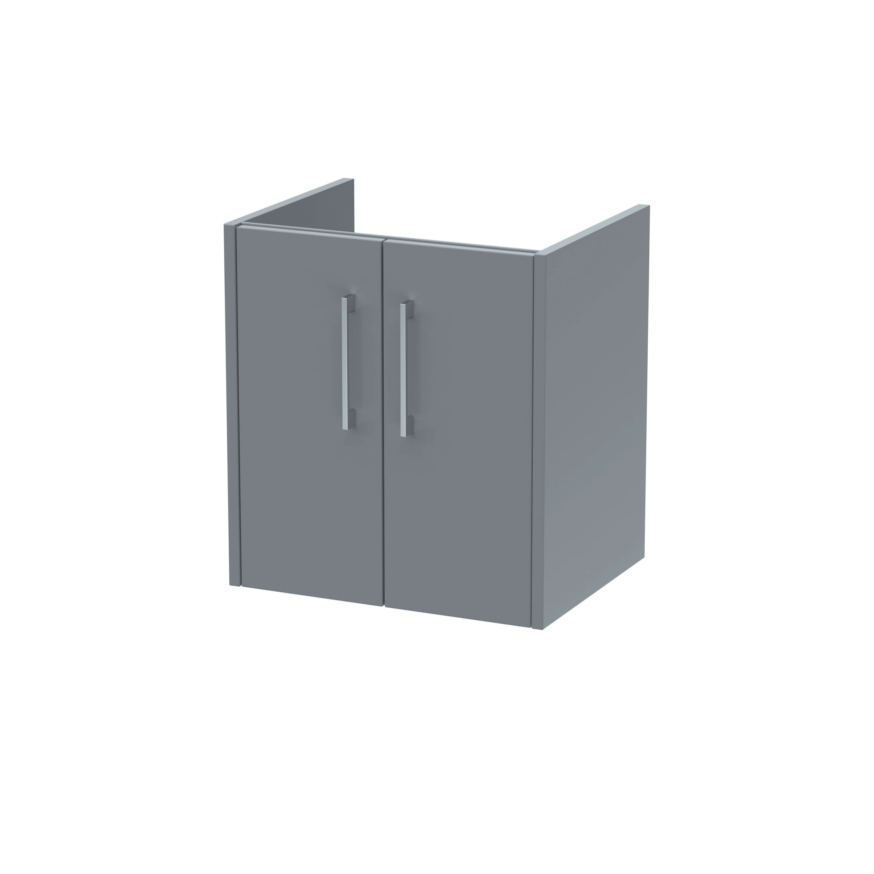 Hudson Reed Juno Wall Hung Vanity Unit, Durable 2 Soft Close Door with D Shape Handle Cabinet for Compact Bathroom in Coastal Grey Textured Woodgrain Finish, 500mm