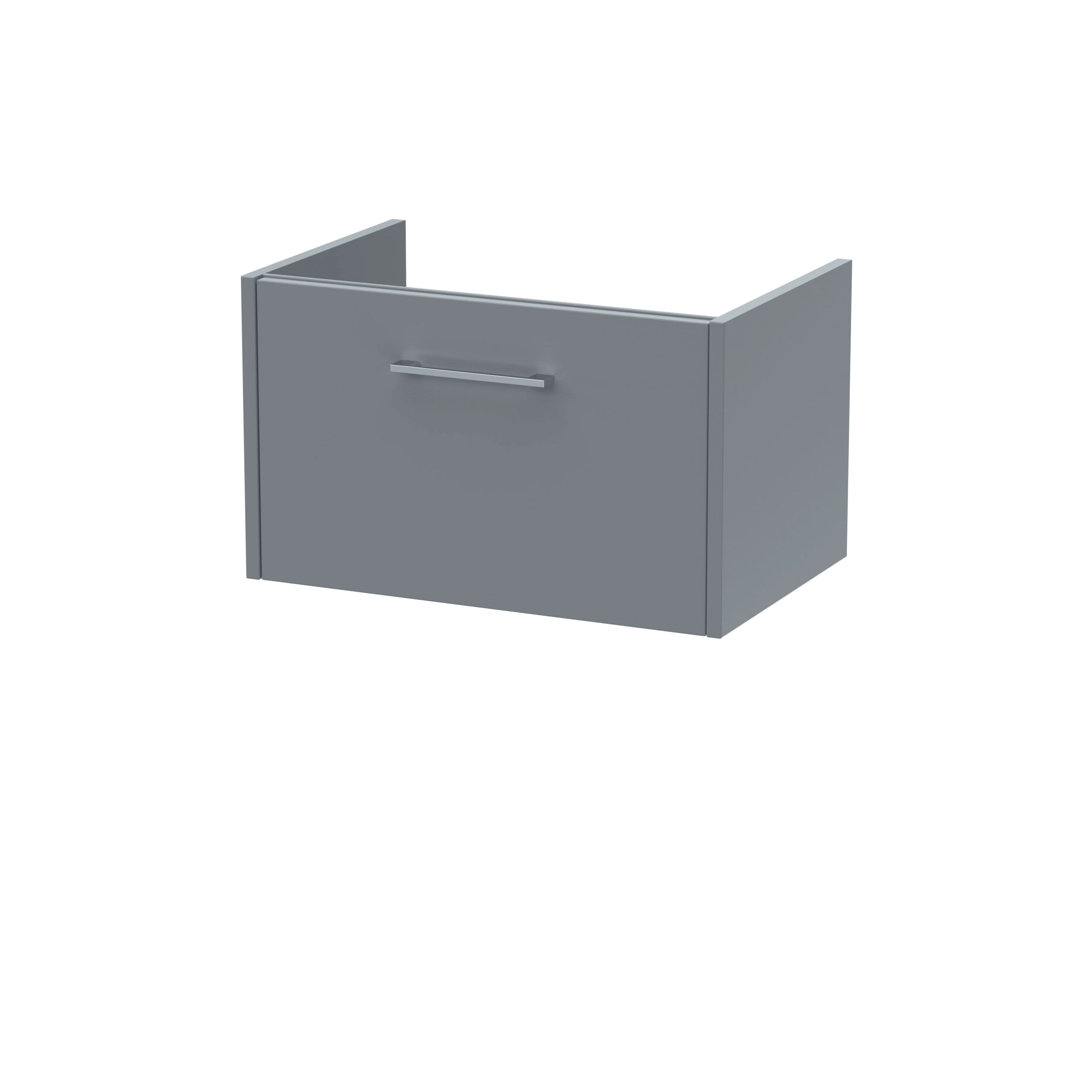 Hudson Reed Juno Wall Hung Vanity Unit, Durable Soft Close Drawer with D Shape Handle Cabinet for Compact Bathroom in Coastal Grey Textured Woodgrain Finish, 600mm