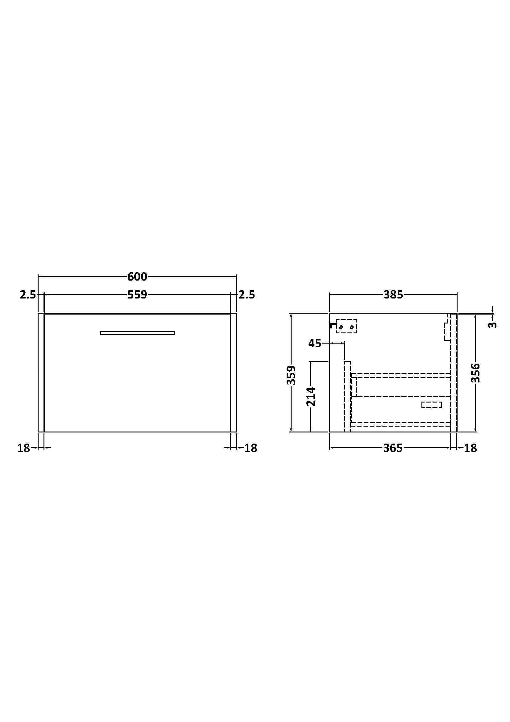 Hudson Reed Juno Wall Hung Vanity Unit, Durable Soft Close Drawer with D Shape Handle Cabinet for Compact Bathroom in Coastal Grey Textured Woodgrain Finish, 600mm