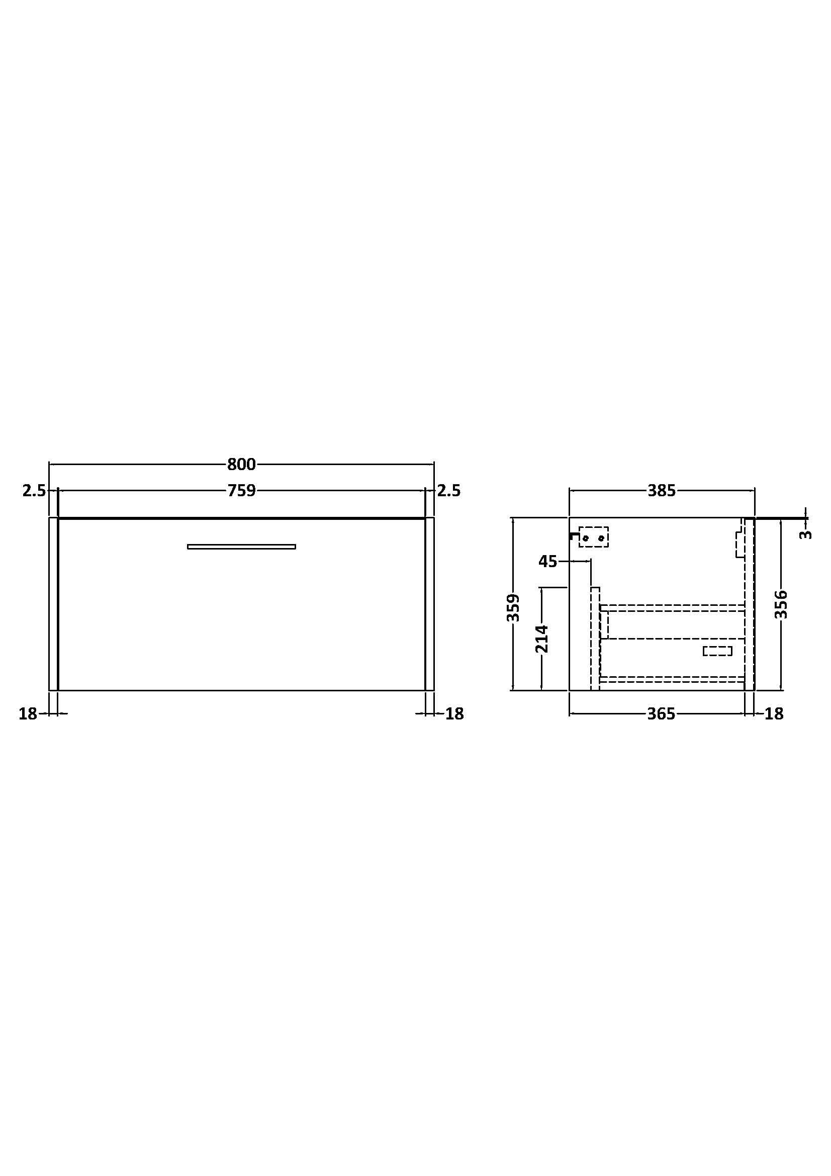 Hudson Reed Juno Wall Hung Vanity Unit, Durable Soft Close Drawer with D Shape Handle Cabinet for Compact Bathroom in Coastal Grey Textured Woodgrain Finish, 800mm