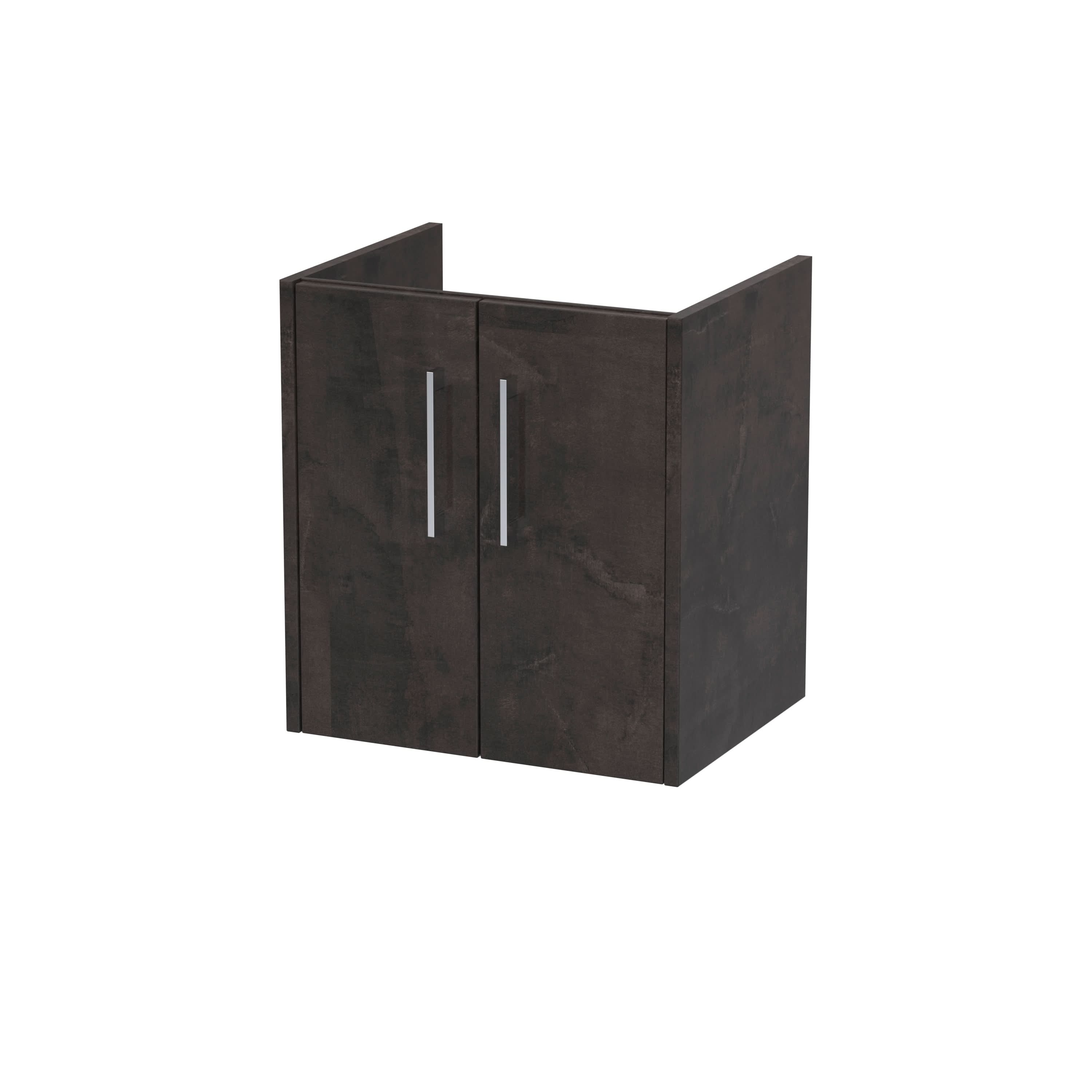 Hudson Reed Juno Wall Hung Vanity Unit, Durable 2 Soft Close Door with D Shape Handle Cabinet for Compact Bathroom in Metallic Slate Textured Woodgrain Finish, 500mm