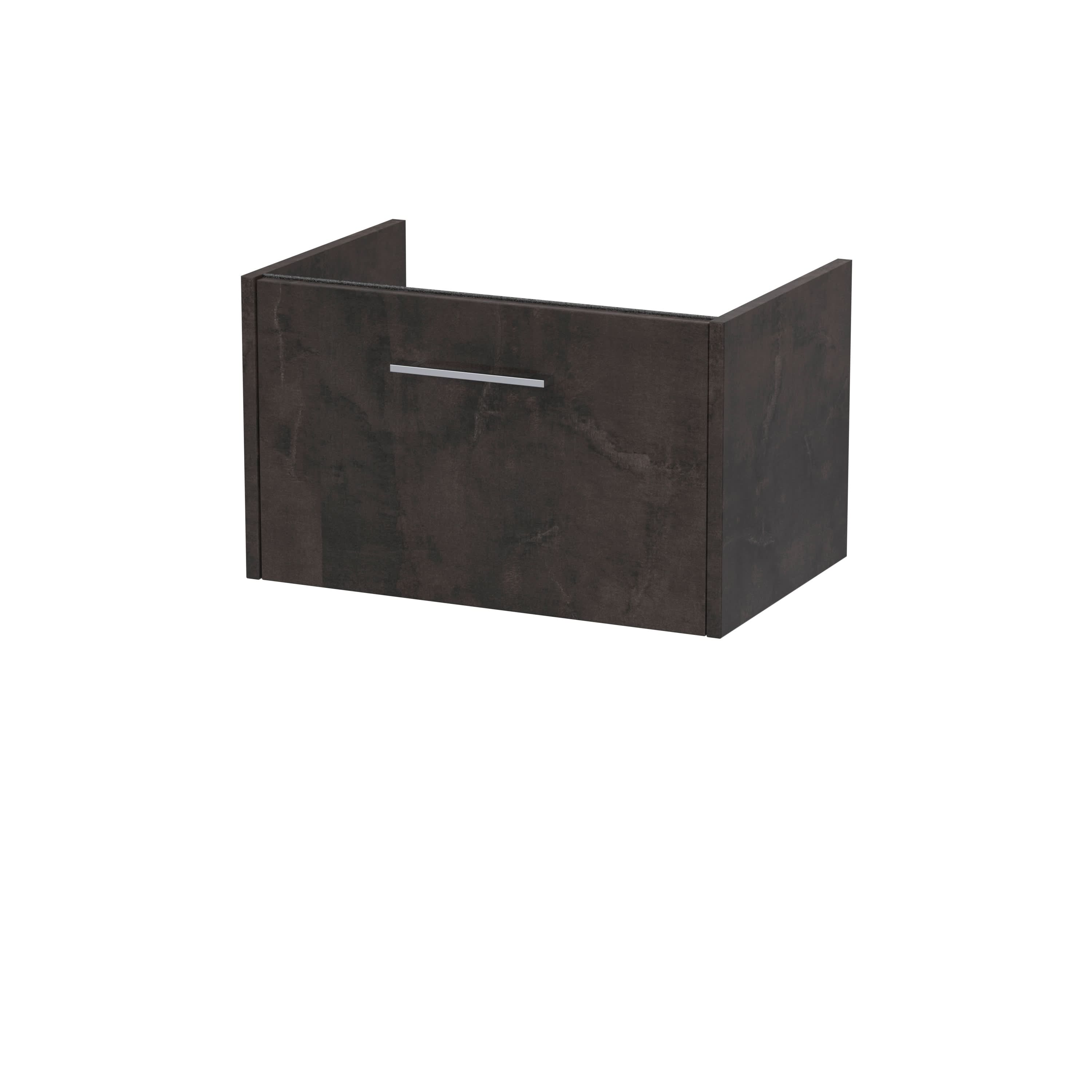 Hudson Reed Juno Wall Hung Vanity Unit, Durable Soft Close Drawer with D Shape Handle Cabinet for Compact Bathroom in Metallic Slate Textured Woodgrain Finish, 600mm