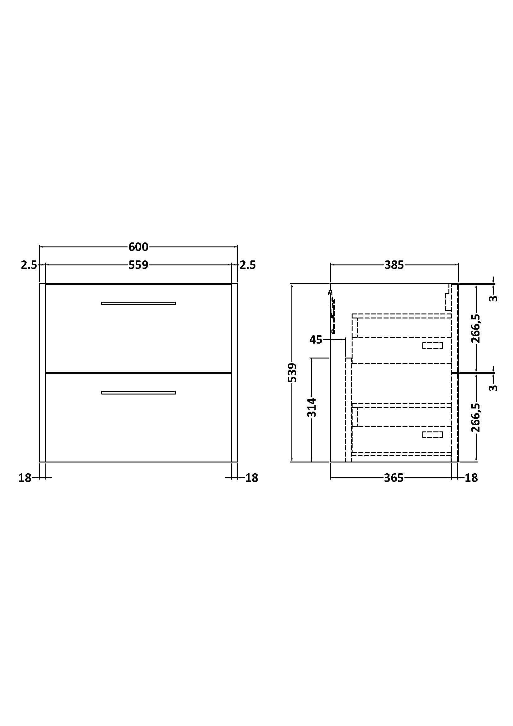 Hudson Reed Juno Wall Hung Vanity Unit, Durable 2 Soft Close Drawer with D Shape Handle Cabinet for Compact Bathroom in Midnight Blue Textured Woodgrain Finish, 600mm