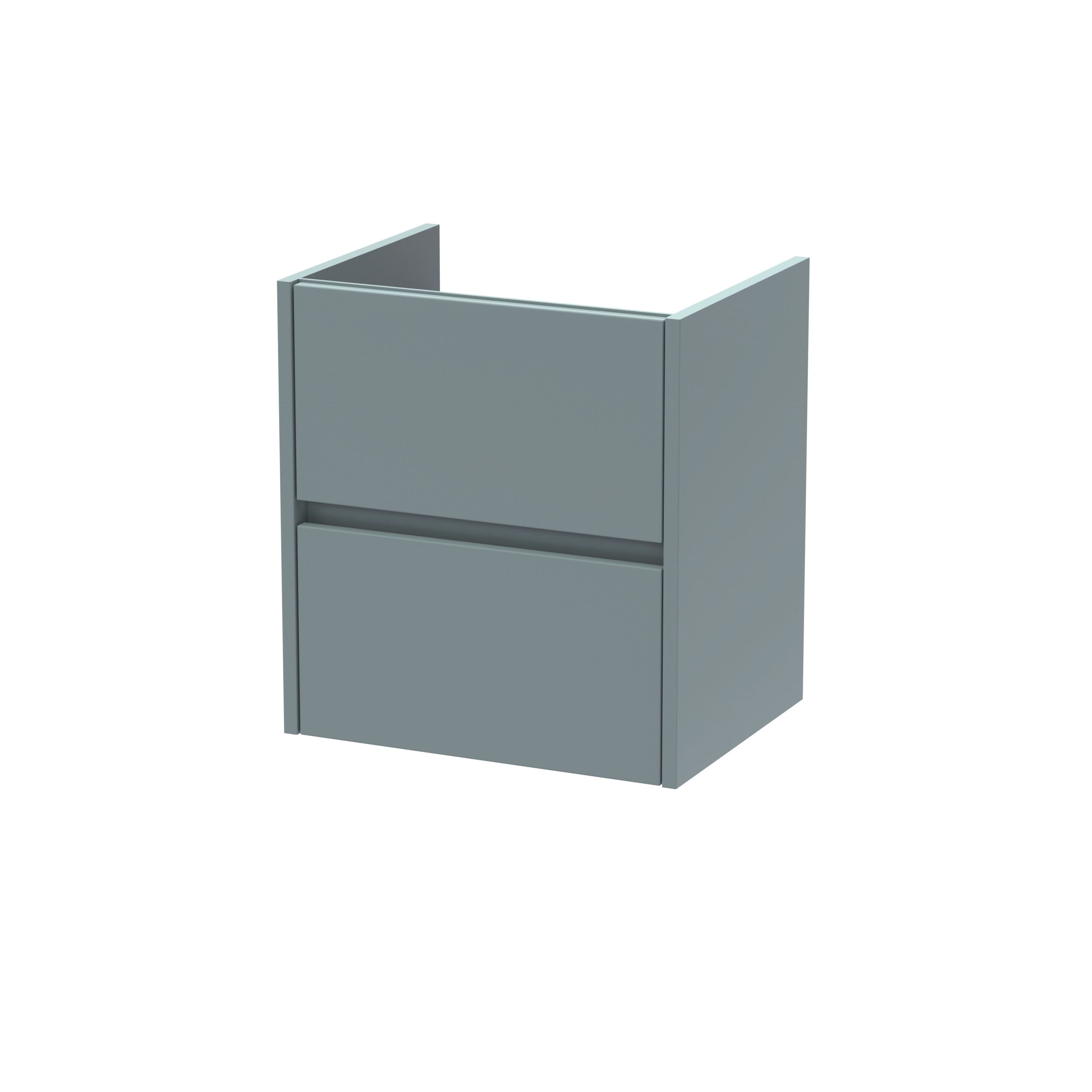 Hudson Reed Havana Wall Hung Vanity Unit, Durable 2 Soft Close Drawer Handless Storage Bathroom Vanity Units with Basin Option in Coastal Grey Woodgrain Finish, 500mm