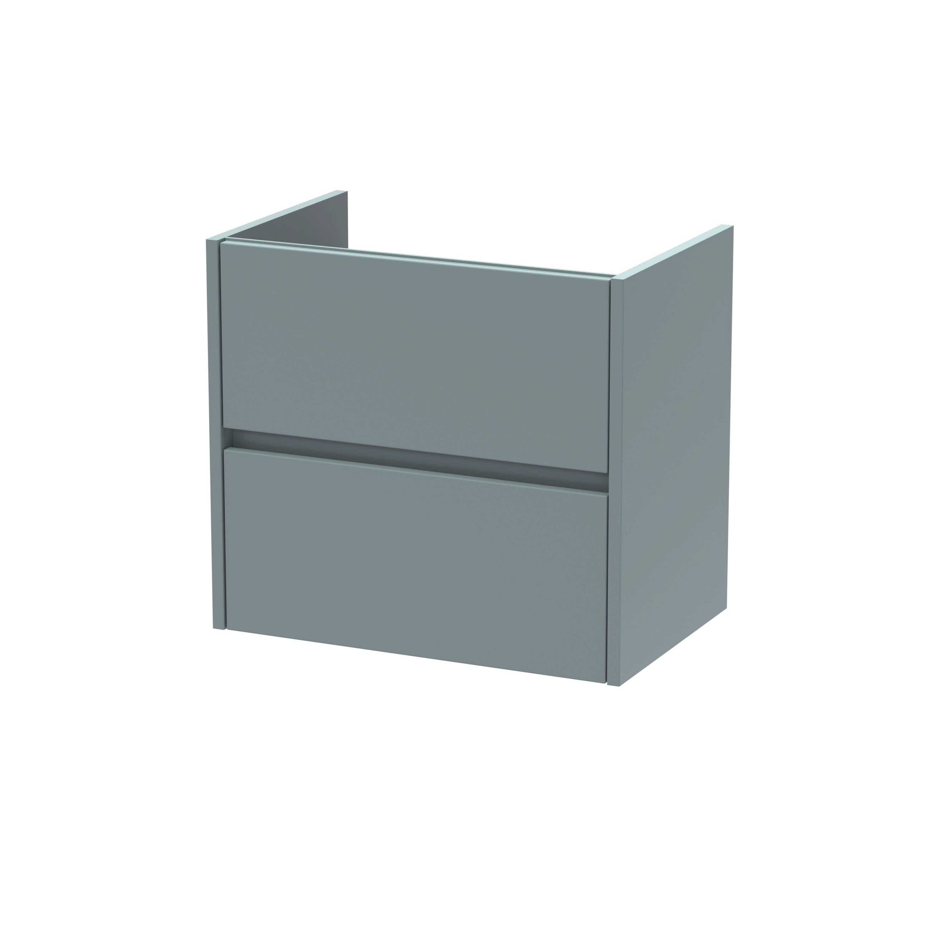 Hudson Reed Havana Wall Hung Vanity Unit, Durable 2 Soft Close Drawer Handless Storage Bathroom Vanity Units with Basin Option in Coastal Grey Woodgrain Finish, 600mm