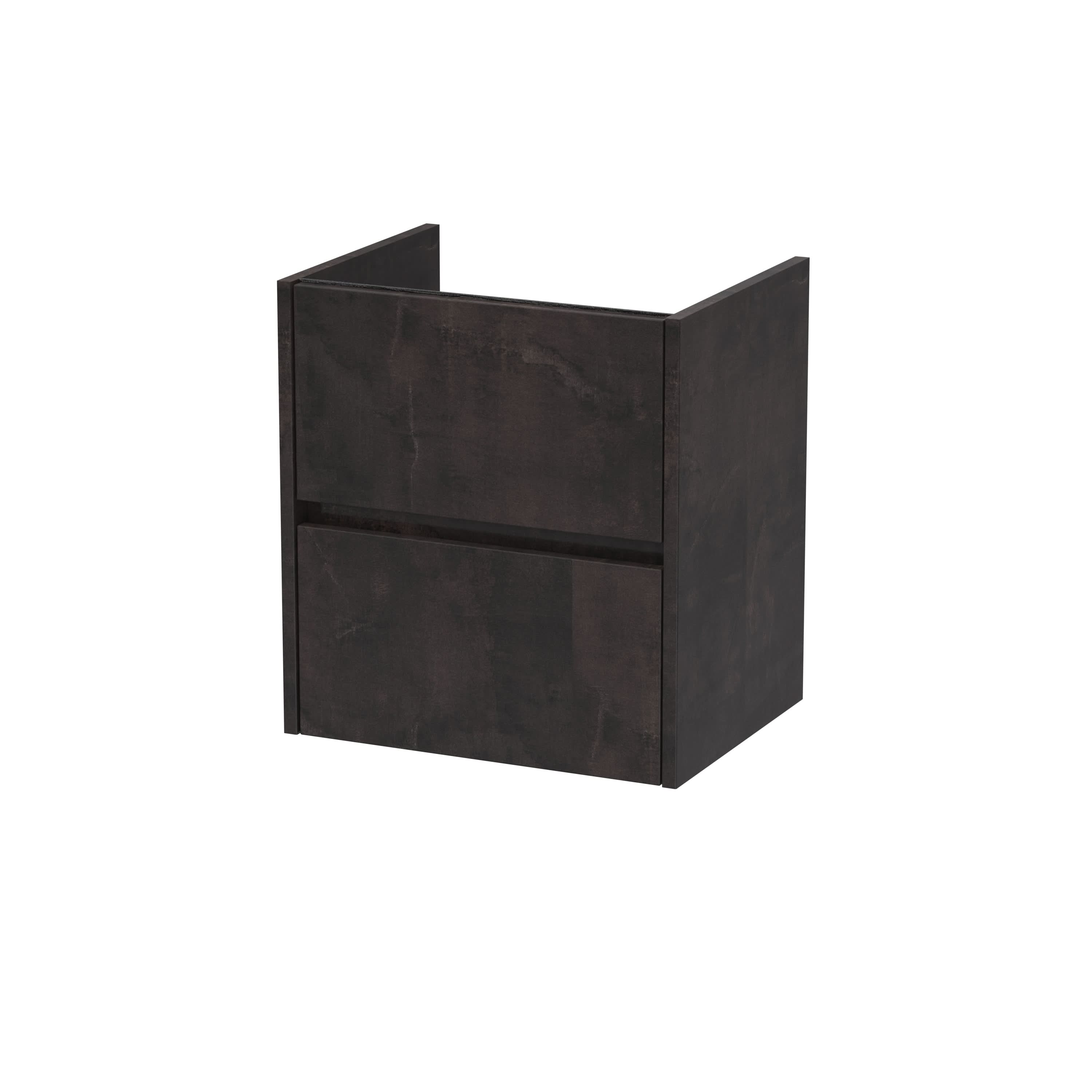 Hudson Reed Havana Wall Hung Vanity Unit, Durable 2 Soft Close Drawer Handless Storage Bathroom Vanity Units with Basin Option in Metallic Slate Woodgrain Finish, 500mm