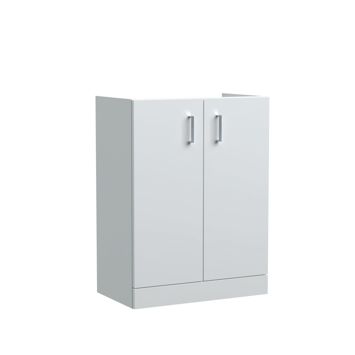 Hudson Reed Arno Compact Floor Standing Vanity Unit, Durable 2 Soft Close Doors with D-Shape Handles Sink Storage for Modern Bathrooms in Gloss White Finish, 600mm