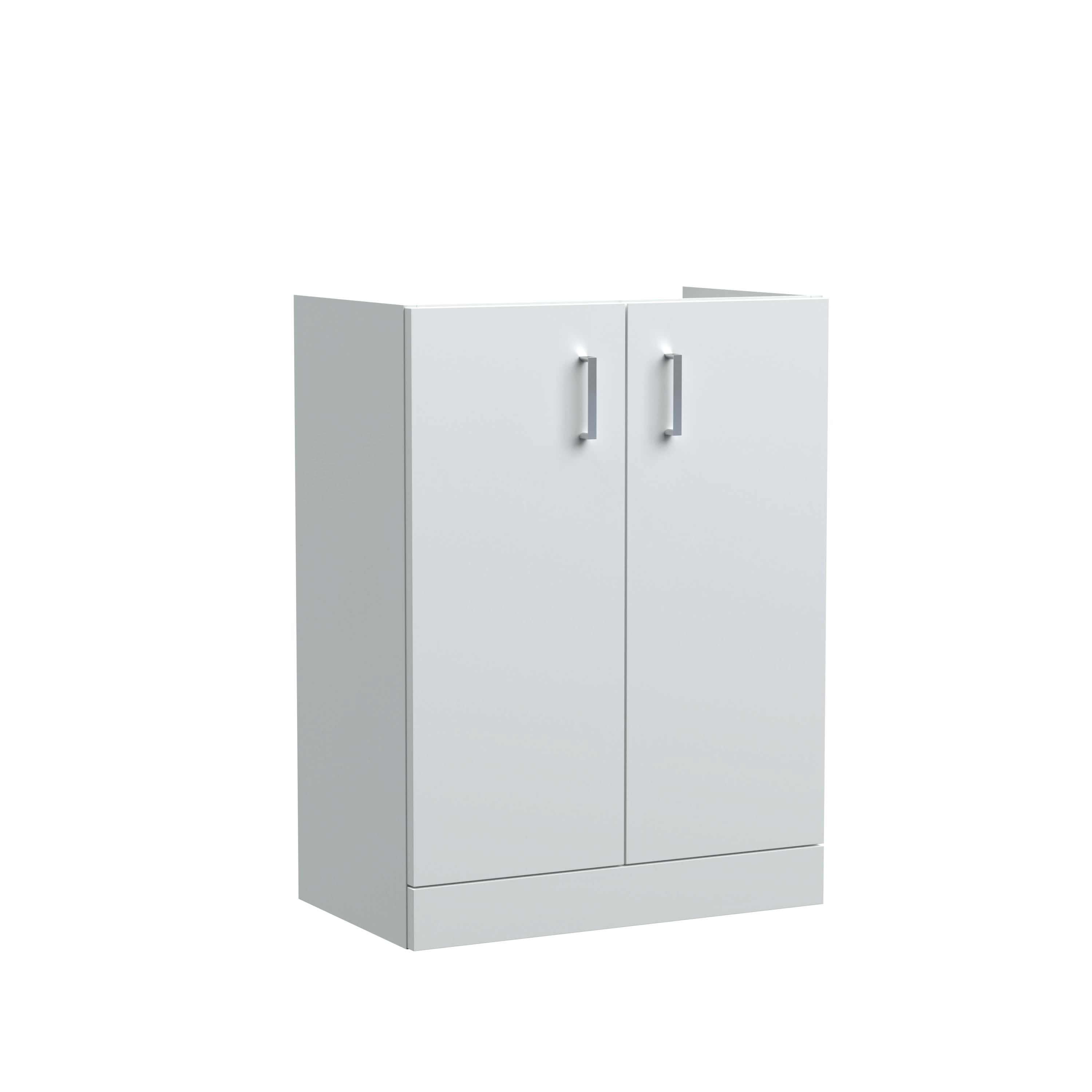 Hudson Reed Arno Compact Floor Standing Vanity Unit, Durable 2 Soft Close Doors with D-Shape Handles Sink Storage for Modern Bathrooms in Gloss White Finish, 600mm