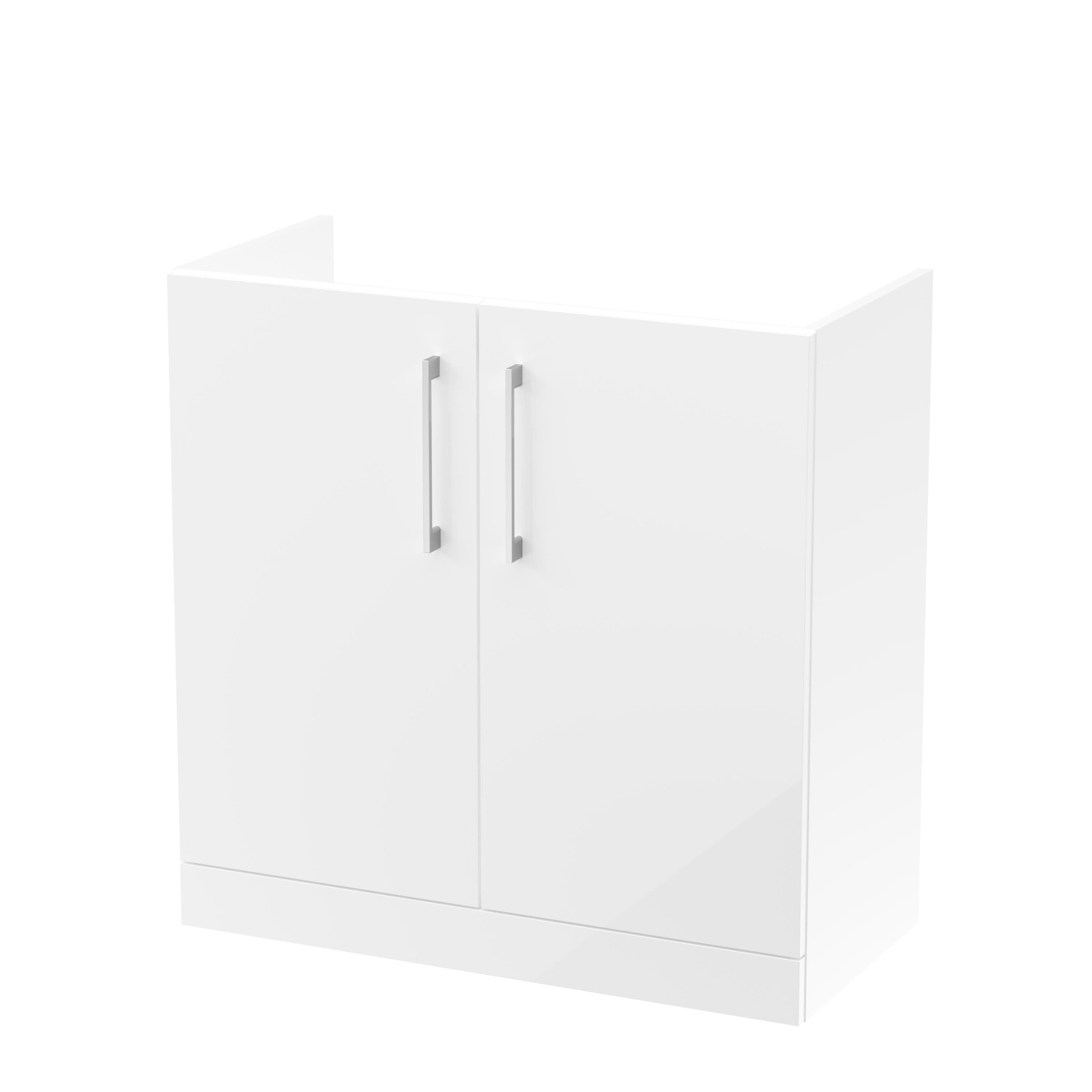 Hudson Reed Arno Floor Standing Vanity Unit, Durable 2 Soft Close Door Bathroom Sink Vanity Unit with Shelf in Gloss White, 800mm