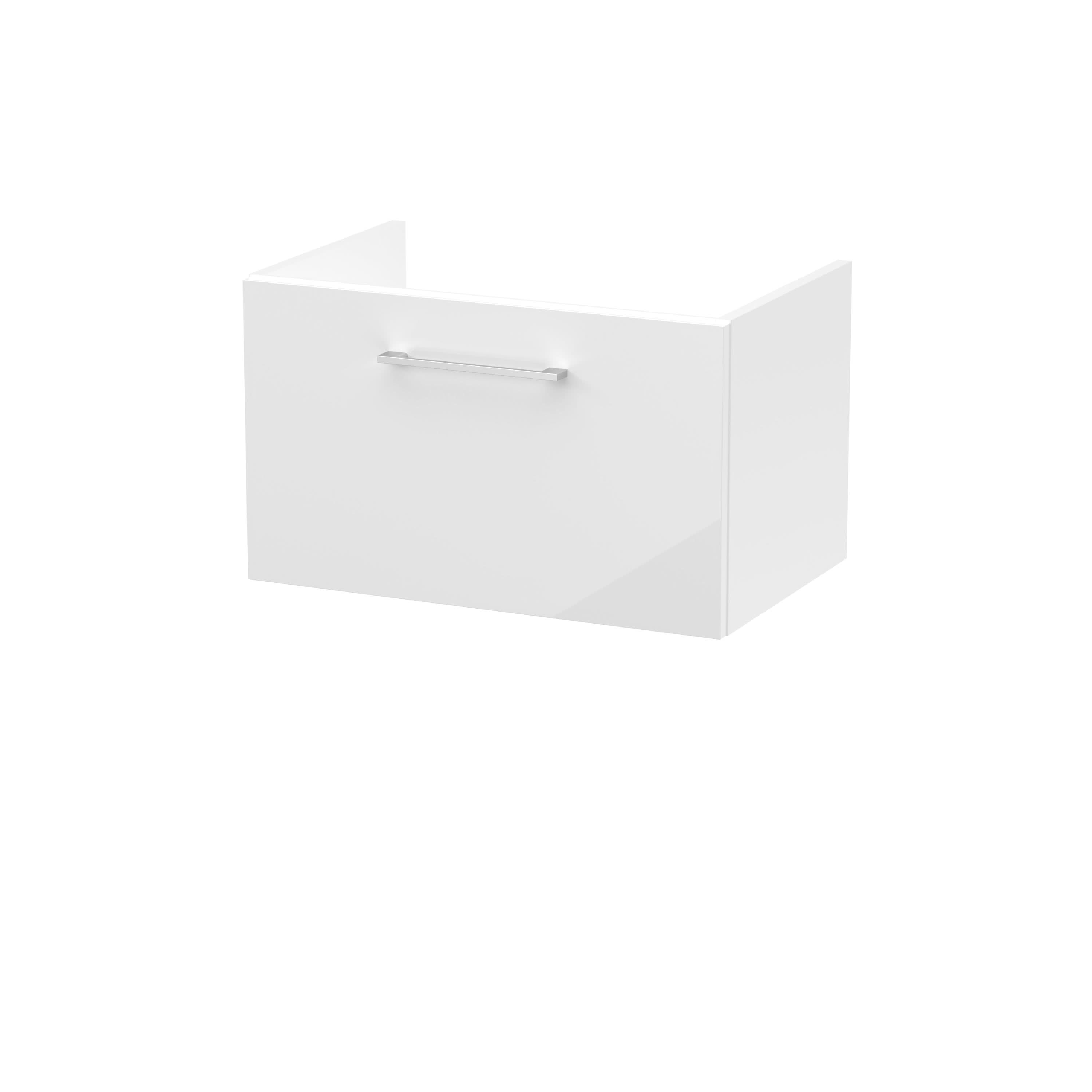 Hudson Reed Arno Wall Hung Vanity Unit, Durable Single Soft-Close Drawer with D-Shape Handle Vanity Unit for Modern Bathroom Setups in Gloss White Finish, 600mm