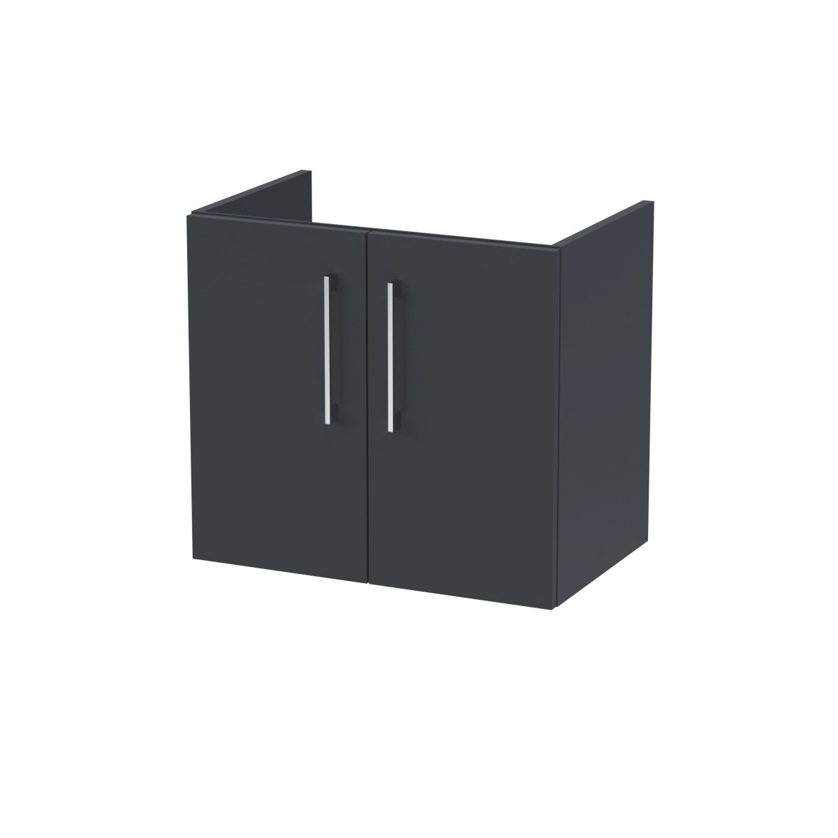 Hudson Reed Arno Wall Hung Vanity Unit, Durable 2 Soft-Close Doors with D-Shape Handles Vanity Unit for Modern Bathroom or Cloakroom in Soft Black Finish, 600mm