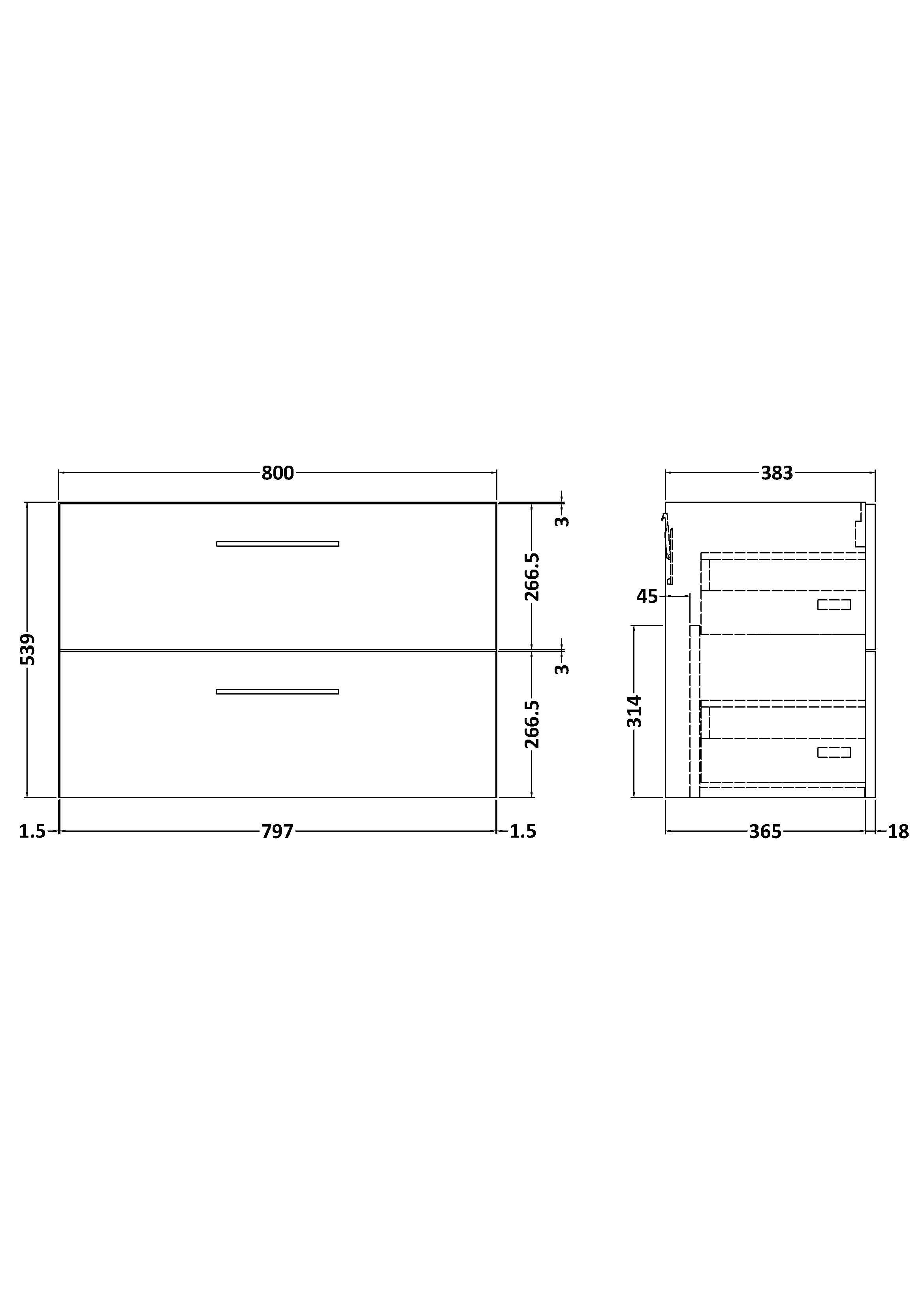 Hudson Reed Arno Wall Hung Vanity Unit, Durable 2 Soft Close Door Bathroom Sink Vanity Unit with Shelf in Soft Black, 800mm