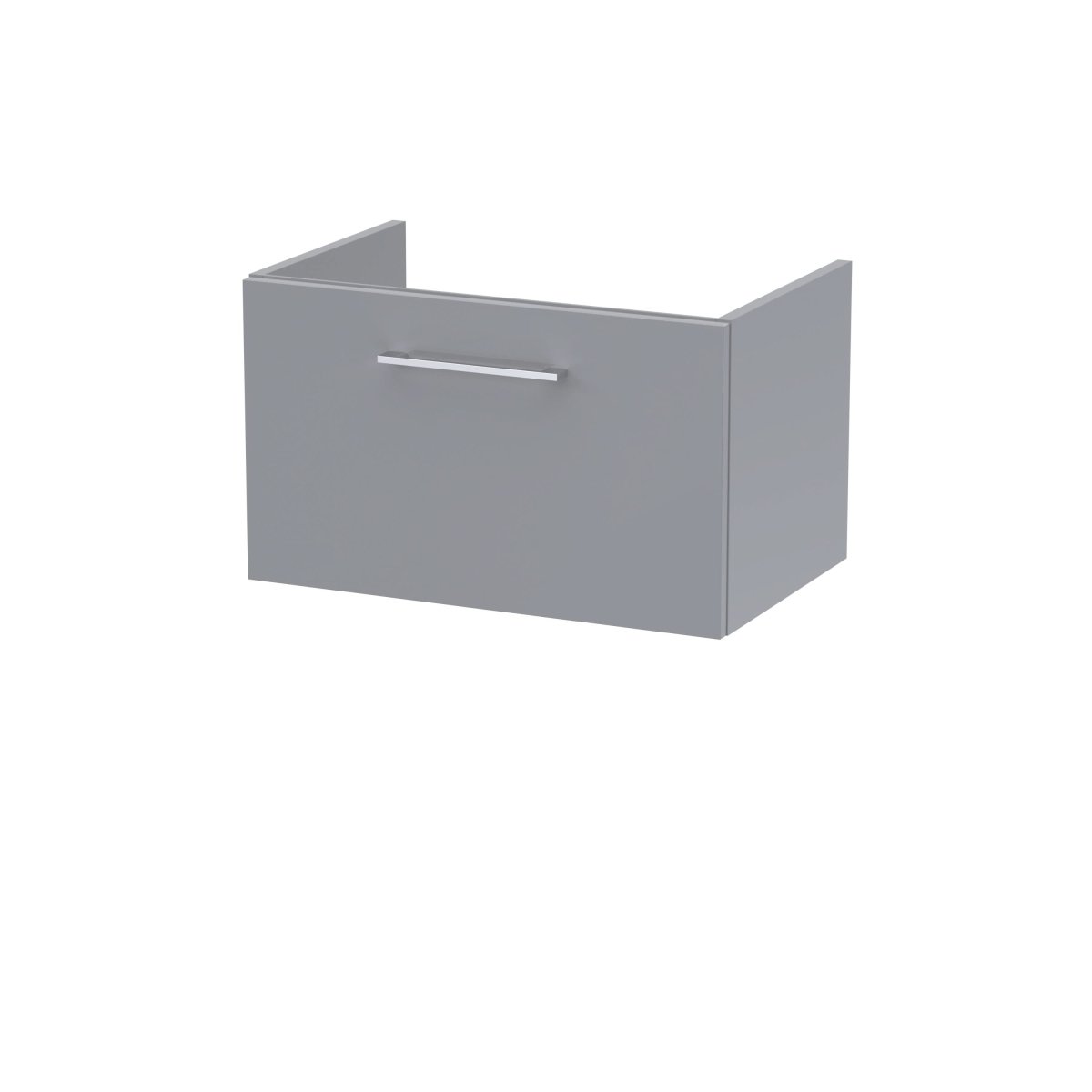 Hudson Reed Arno Wall Hung Vanity Unit, Durable Single Soft-Close Drawer with D-Shape Handle Vanity Unit for Modern Bathroom Setups in Satin Grey Finish, 600mm