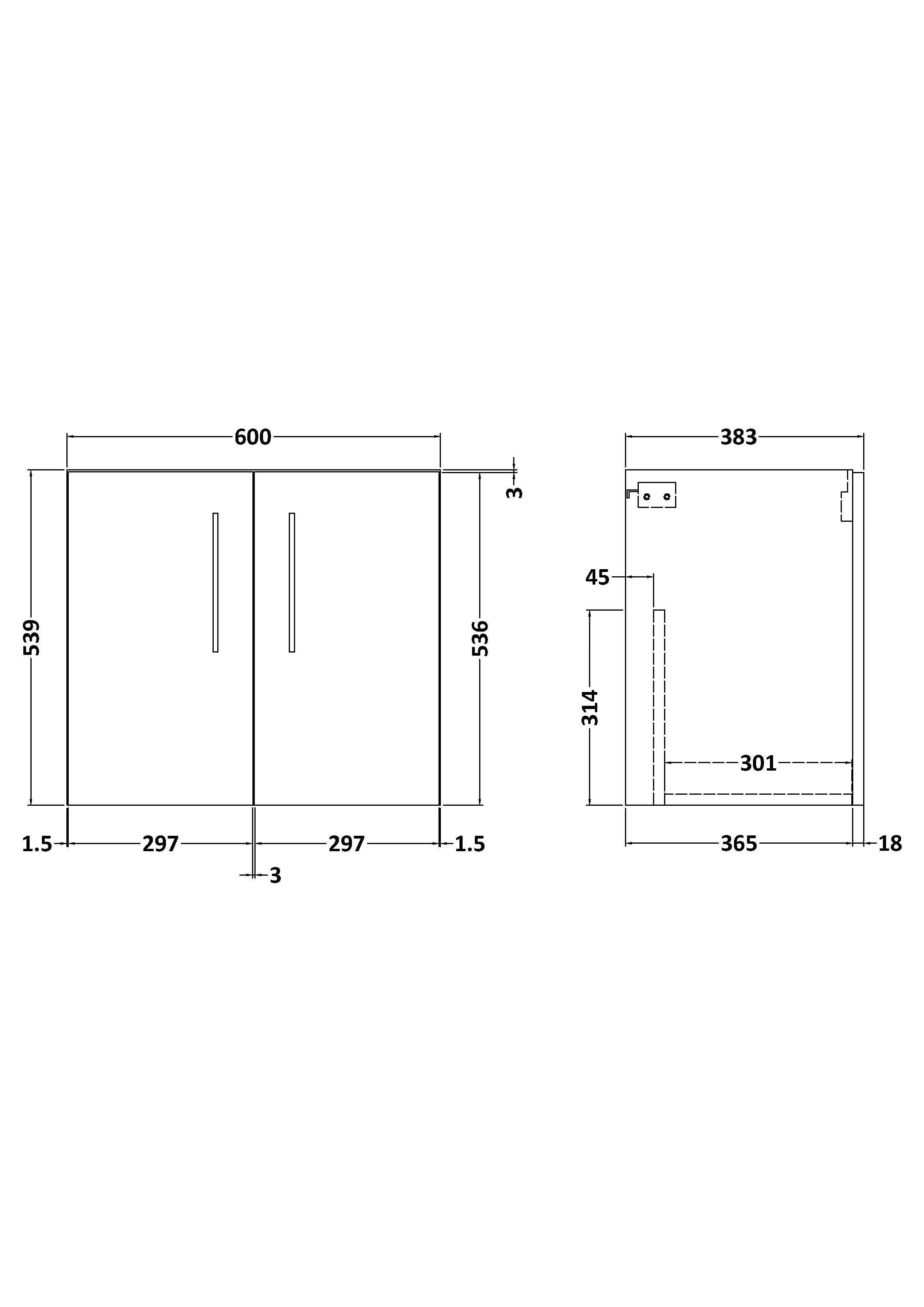 Hudson Reed Arno Wall Hung Vanity Unit, Durable 2 Soft-Close Doors with D-Shape Handles Vanity Unit for Modern Bathroom or Cloakroom in Satin Grey Finish, 600mm