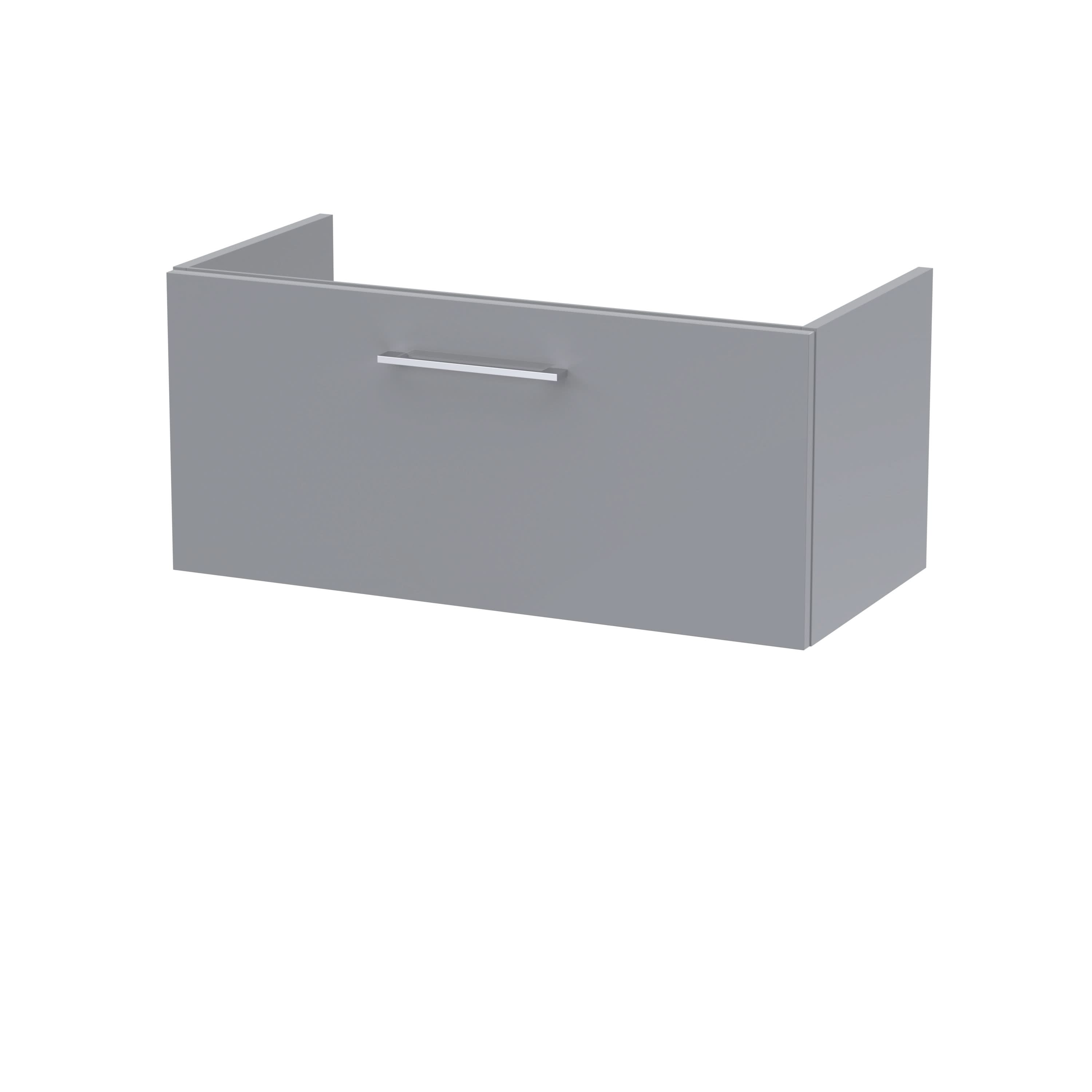 Hudson Reed Arno Wall Hung Vanity Unit, Durable Single Soft Close Door Bathroom Sink Vanity Unit with Shelf in  Satin Grey, 800mm