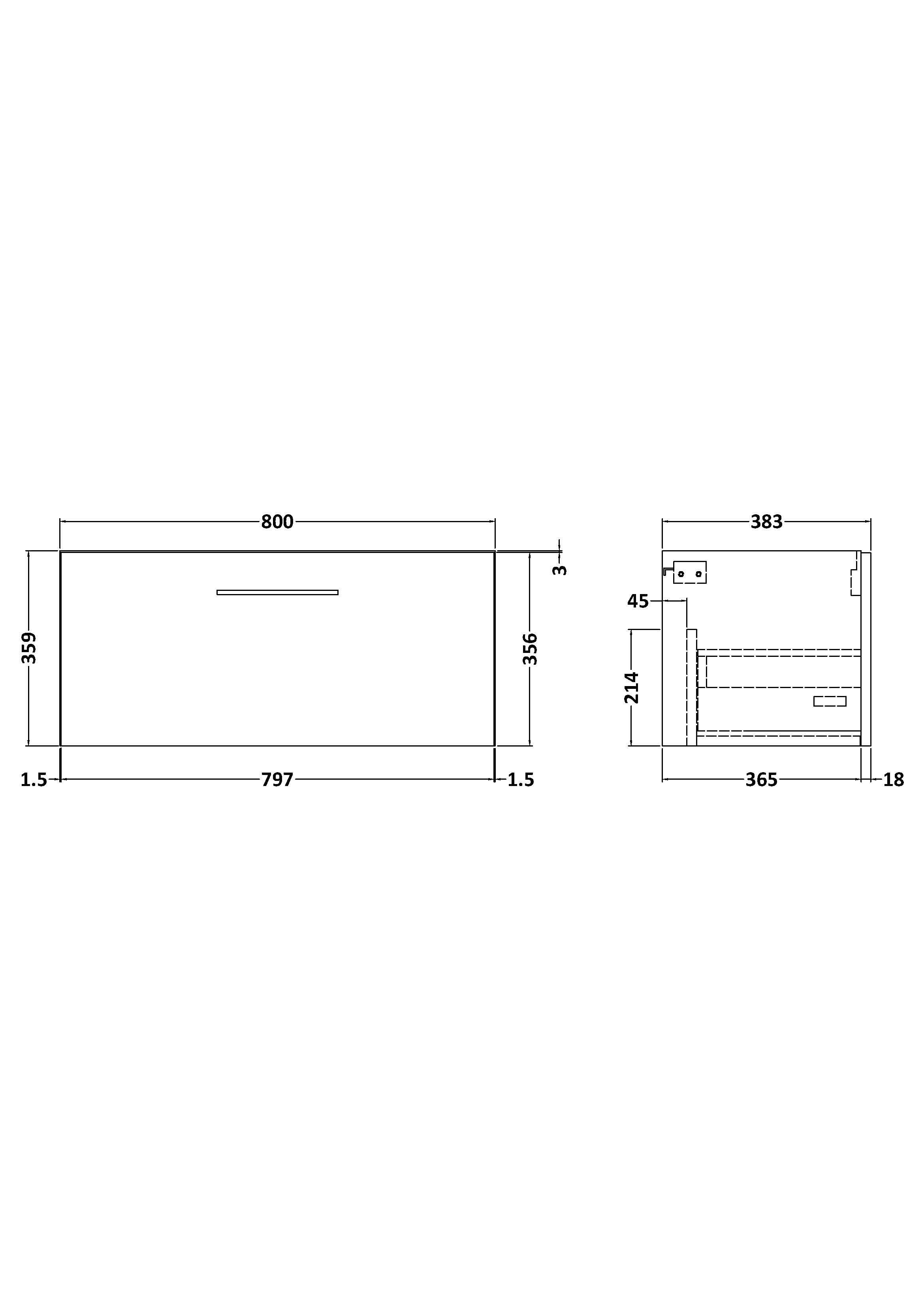 Hudson Reed Arno Wall Hung Vanity Unit, Durable Single Soft Close Door Bathroom Sink Vanity Unit with Shelf in  Satin Grey, 800mm