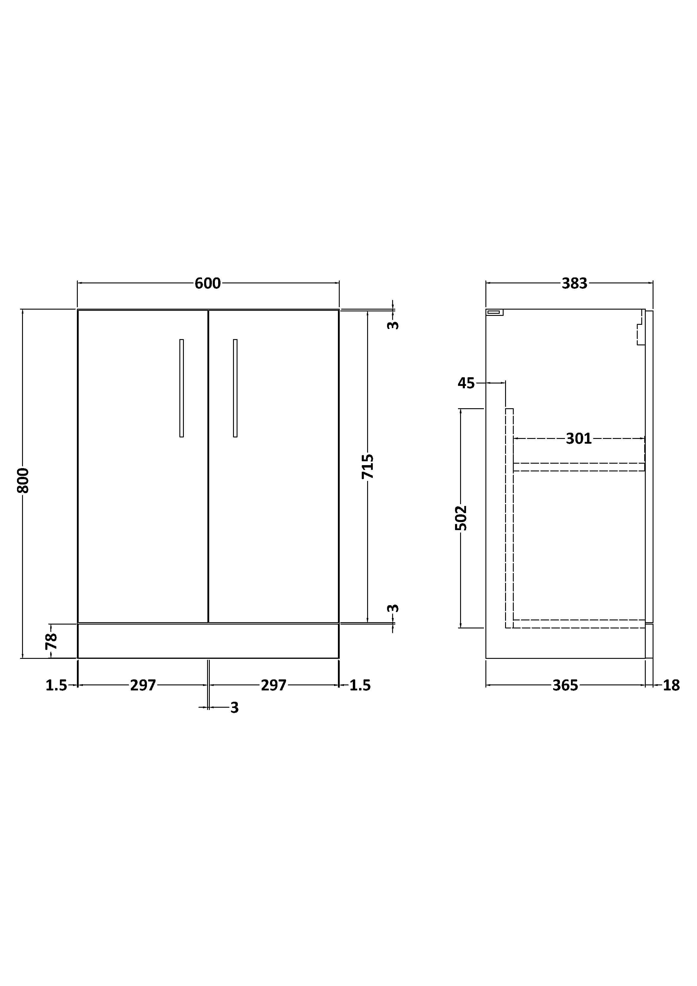 Hudson Reed Arno Compact Floor Standing Vanity Unit, Durable 2 Soft Close Door Bathroom Vanity Unit with Shelf in  Solace Oak, 600mm