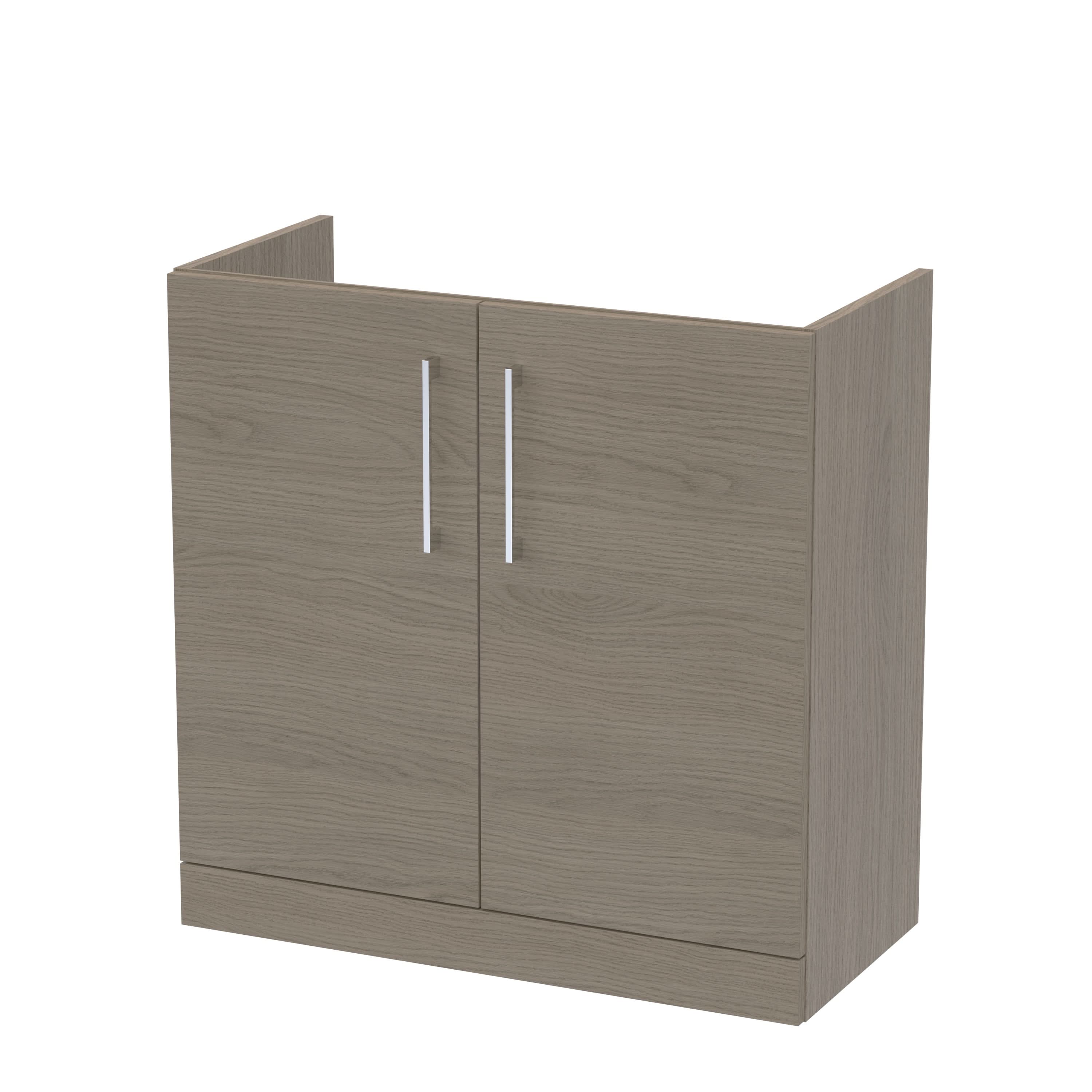 Hudson Reed Arno Floor Standing Vanity Unit, Durable 2 Soft Close Door Bathroom Sink Vanity Unit with Shelf in  Solace Oak, 800mm