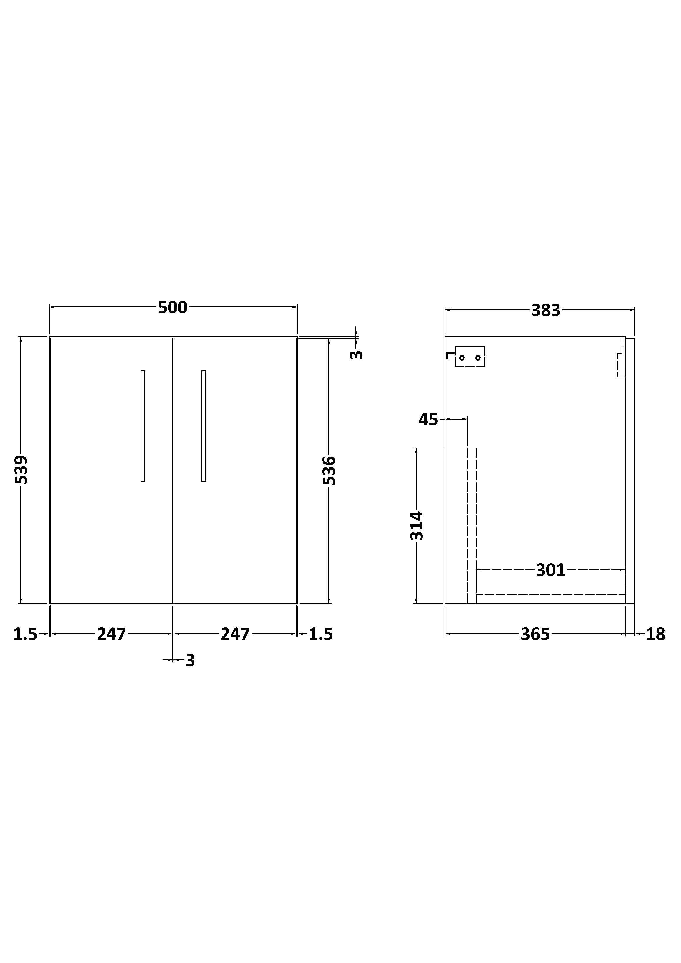 Hudson Reed Arno Wall Hung Vanity Unit, Durable 2 Soft Close Door Bathroom Sink Vanity Unit with Shelf in Solace Oak, 500mm