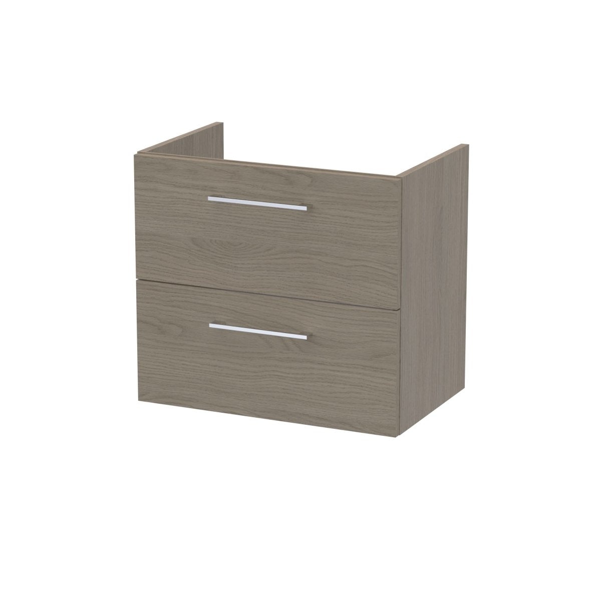 Hudson Reed Arno Wall Hung Vanity Unit, Durable Double Soft-Close Drawer with D-Shape Handle Vanity Unit for Modern Bathroom Setups in Solace Oak Finish, 600mm