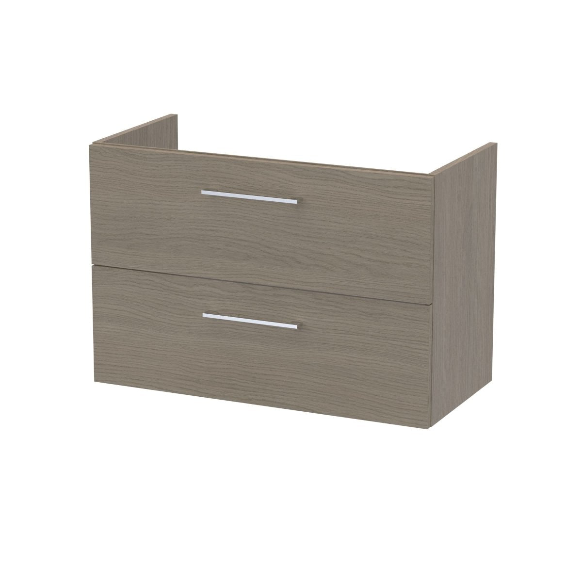 Hudson Reed Arno Wall Hung Vanity Unit, Durable 2 Soft-Close Drawers with D-Shape Handles Vanity Unit for Modern Bathroom or Cloakroom in Solace Oak Finish, 800mm