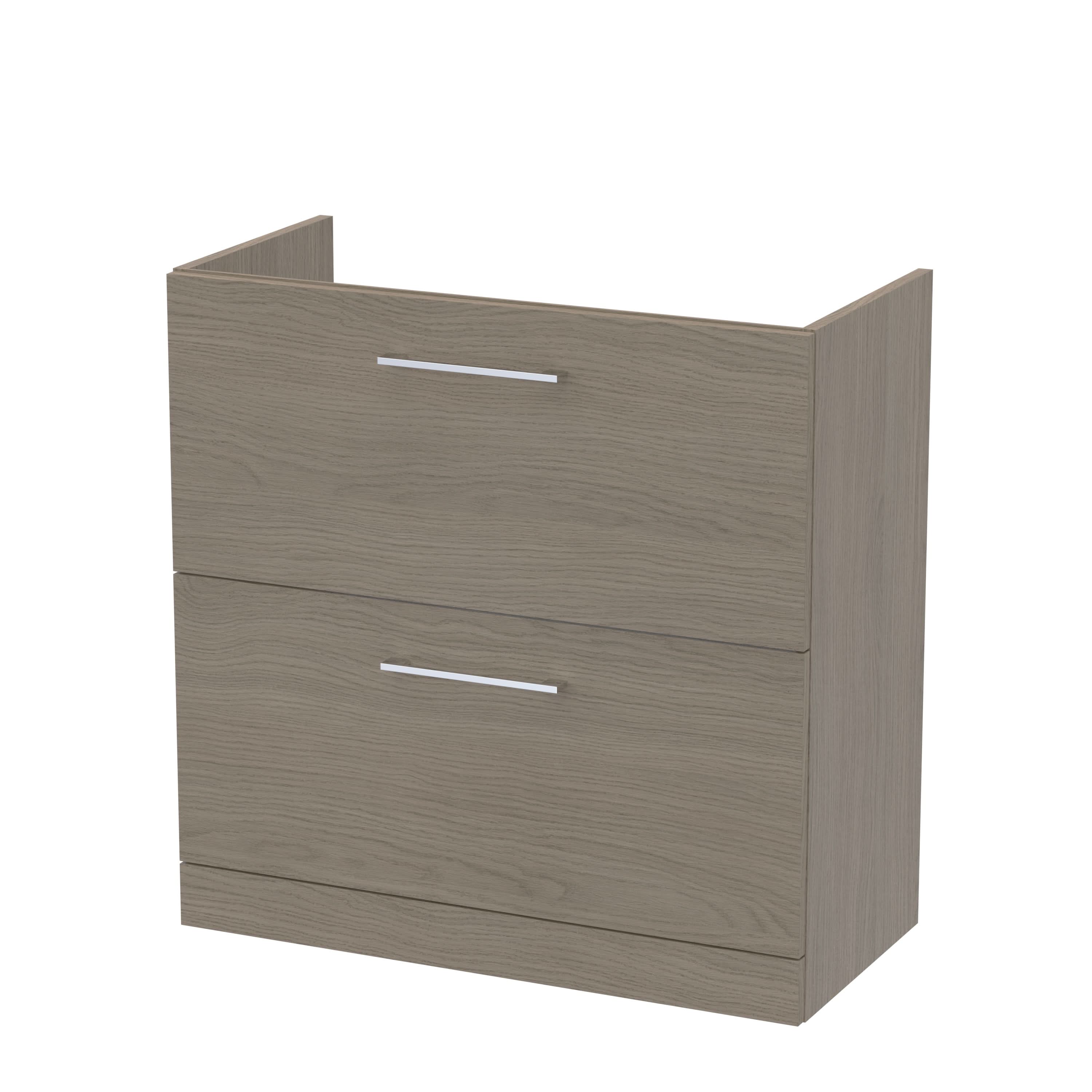 Hudson Reed Arno Floor Standing Vanity Unit, Durable 2 Soft Close Drawer Bathroom Sink Vanity Unit with Shelf in Solace Oak, 800mm