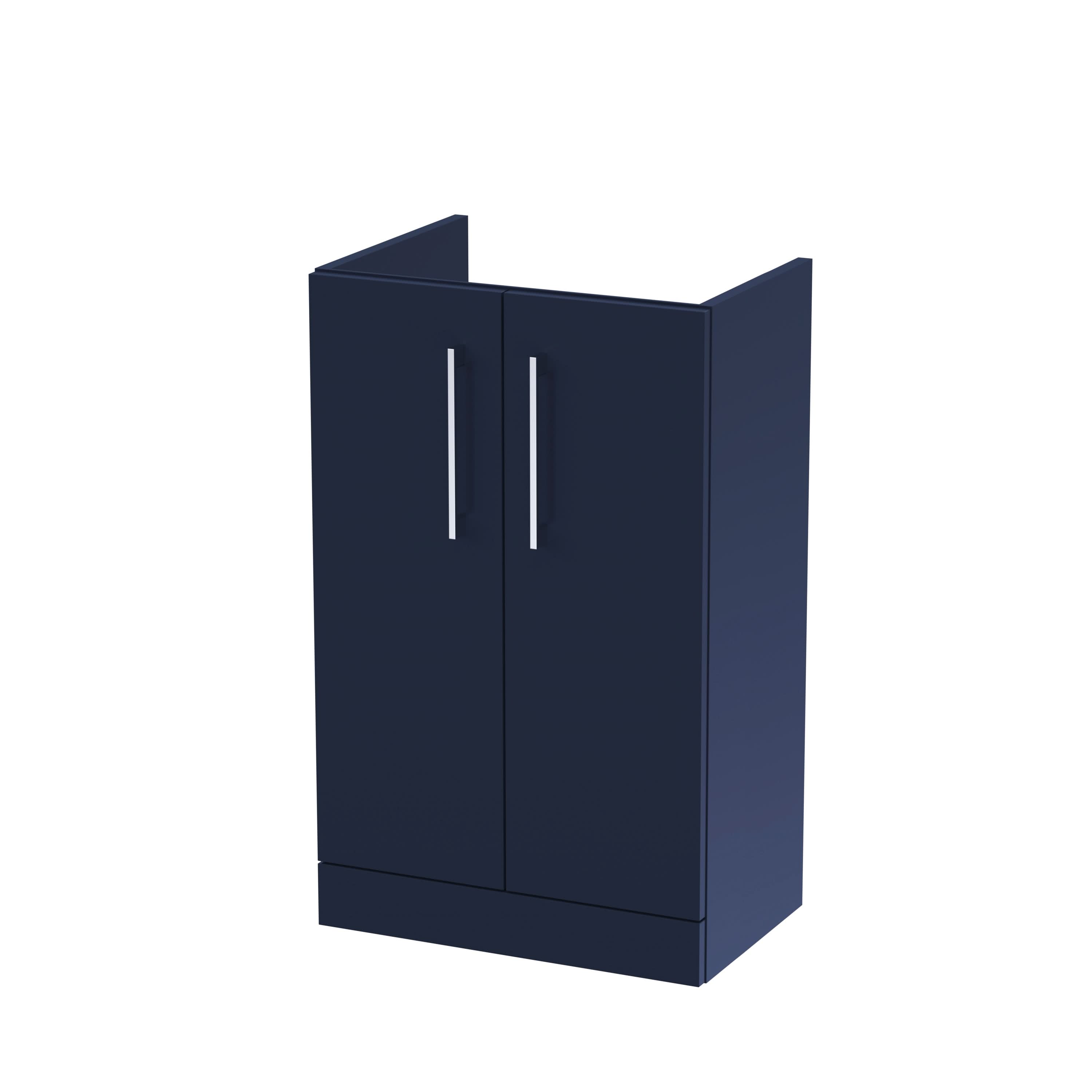 Hudson Reed Arno Floor Standing Vanity Unit, Durable 2 Soft Close Door Bathroom Sink Vanity Unit with Shelf in Midnight Blue, 500mm