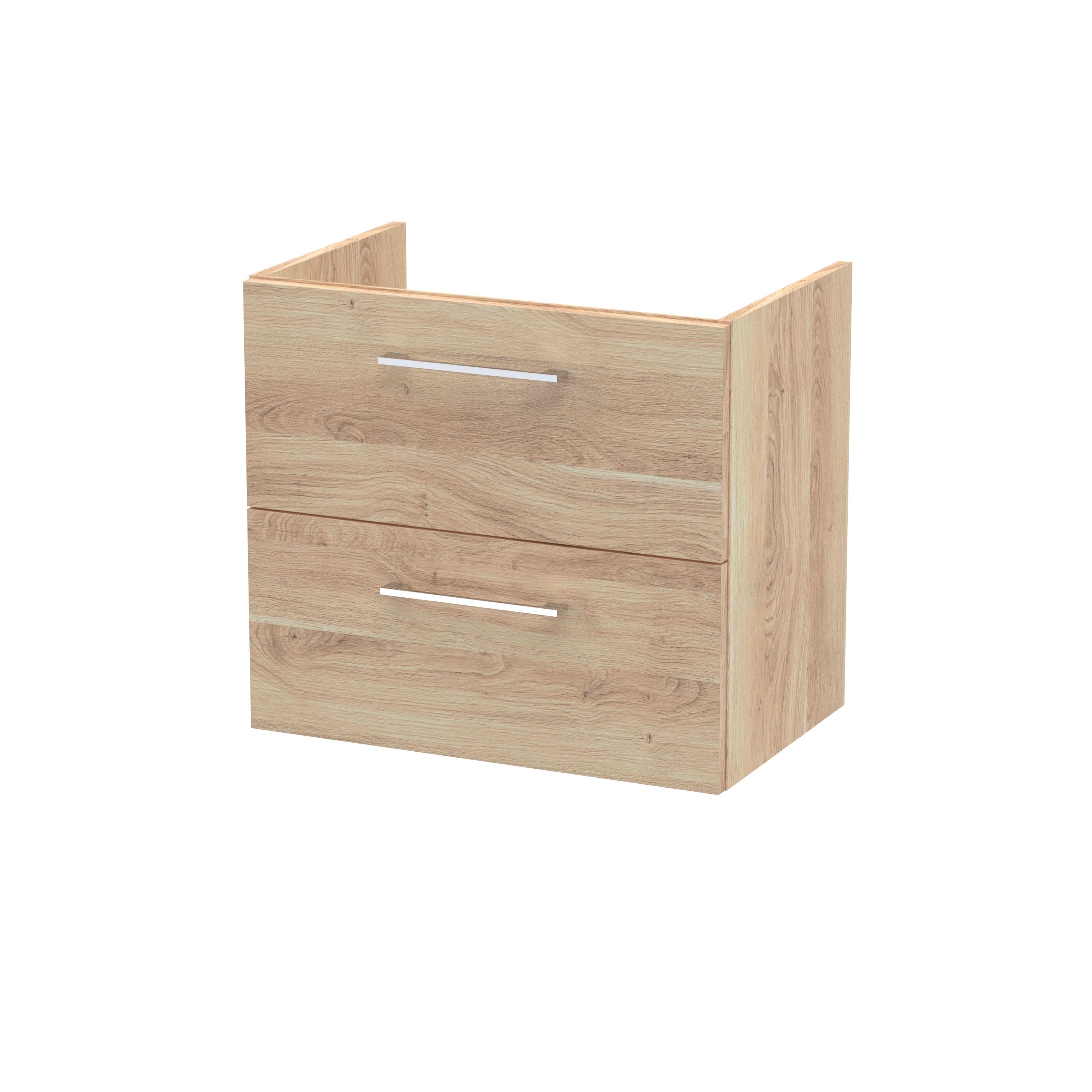Hudson Reed Athena Wall Hung Vanity Unit, Durable Soft Close 2-Door, Modern Bathroom Cabinet Storage in Bleached Oak, 600mm