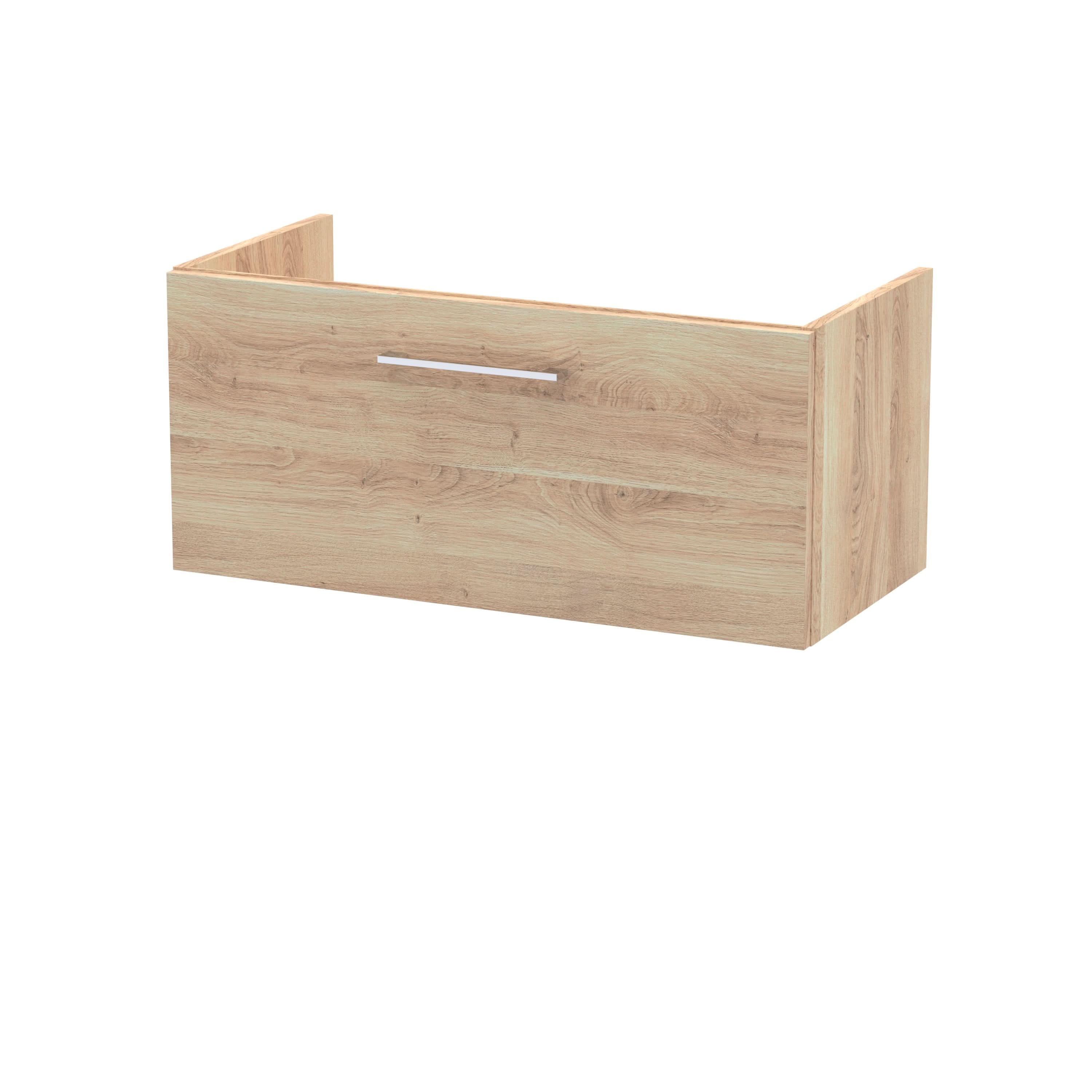 Hudson Reed Arno Floor Standing Vanity Unit, Durable 2 Soft Close Drawer Bathroom Sink Vanity Unit with Shelf in Bleached Oak, 800mm