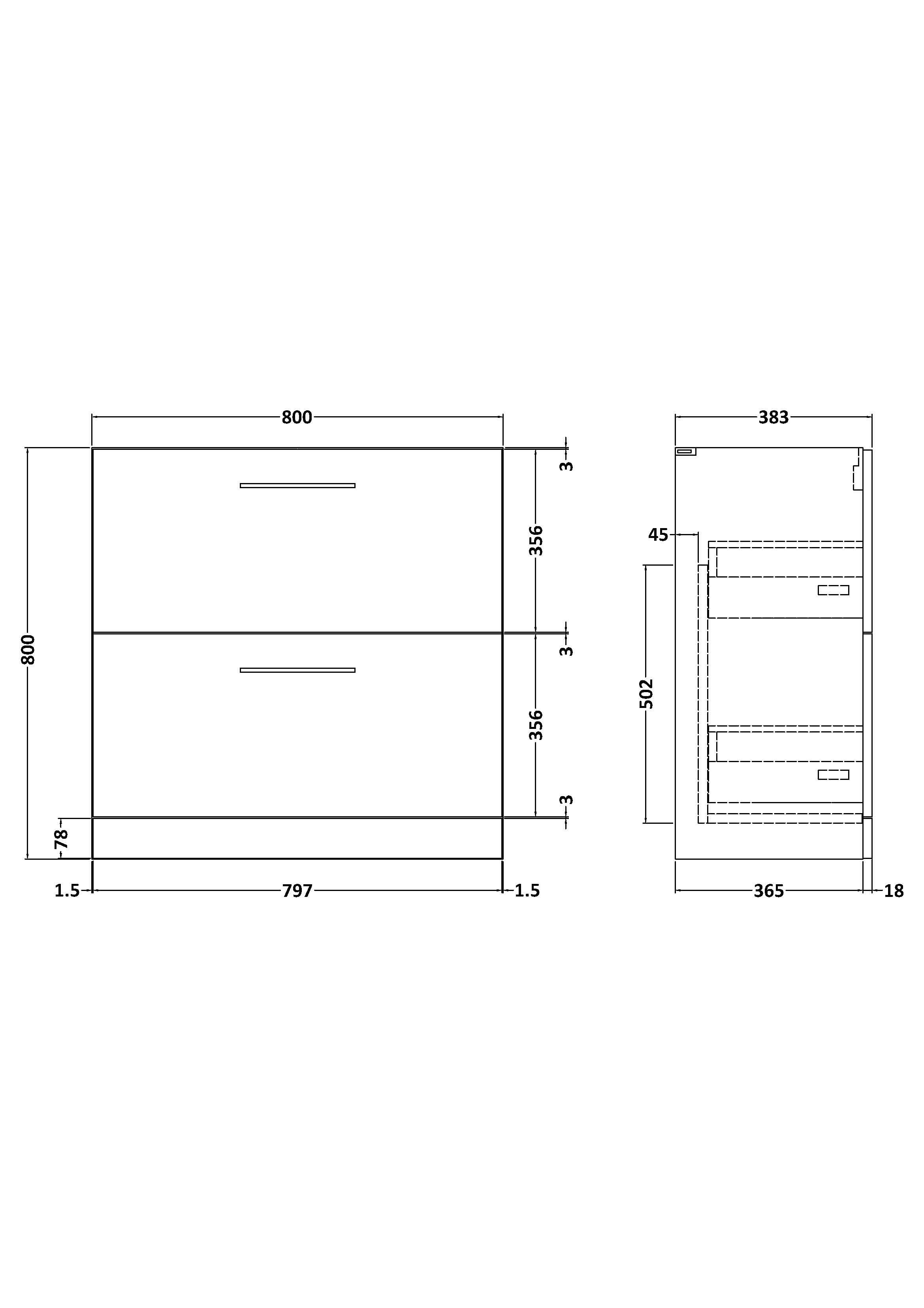 Hudson Reed Arno Floor Standing Vanity Unit, Durable 2 Soft Close Drawer Bathroom Sink Vanity Unit with Shelf in Bleached Oak, 800mm