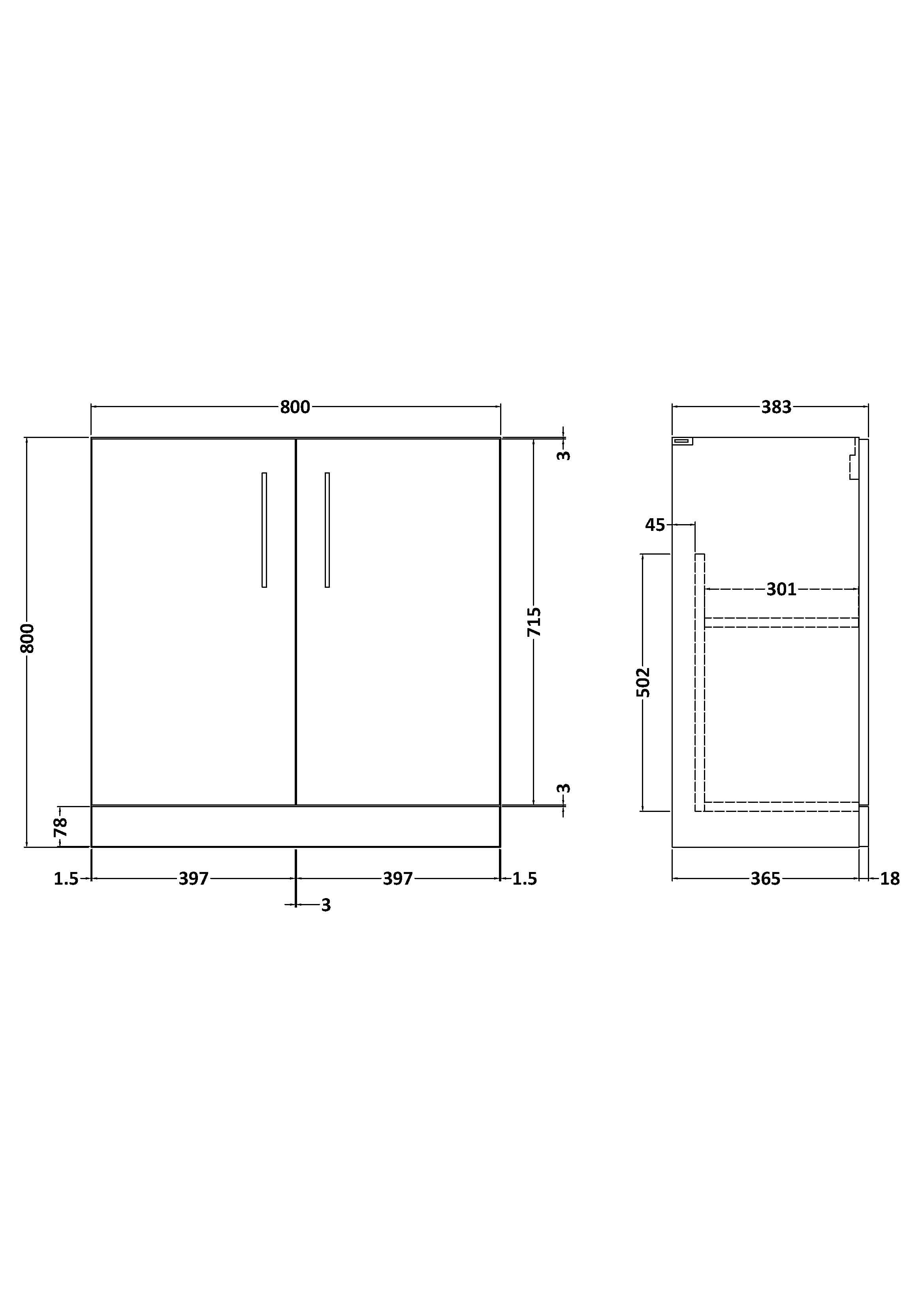 Hudson Reed Arno Floor Standing Vanity Unit, Durable 2 Soft Close Door Bathroom Sink Vanity Unit with Shelf in Anthracite Woodgrain, 800mm