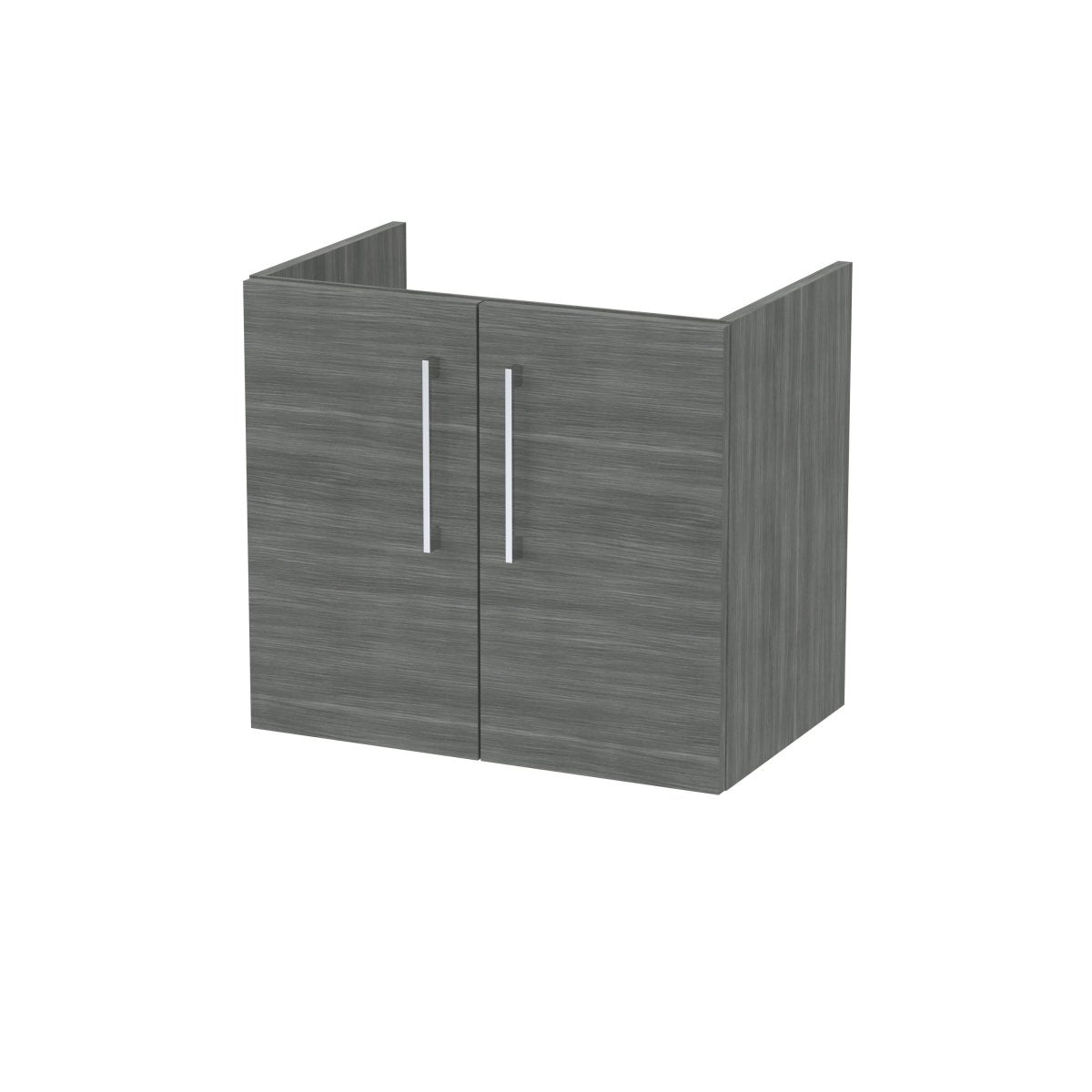 Hudson Reed Arno Wall Hung Vanity Unit, Durable 2 Soft-Close Doors with D-Shape Handles Vanity Unit for Modern Bathroom or Cloakroom in Anthracite Finish, 600mm
