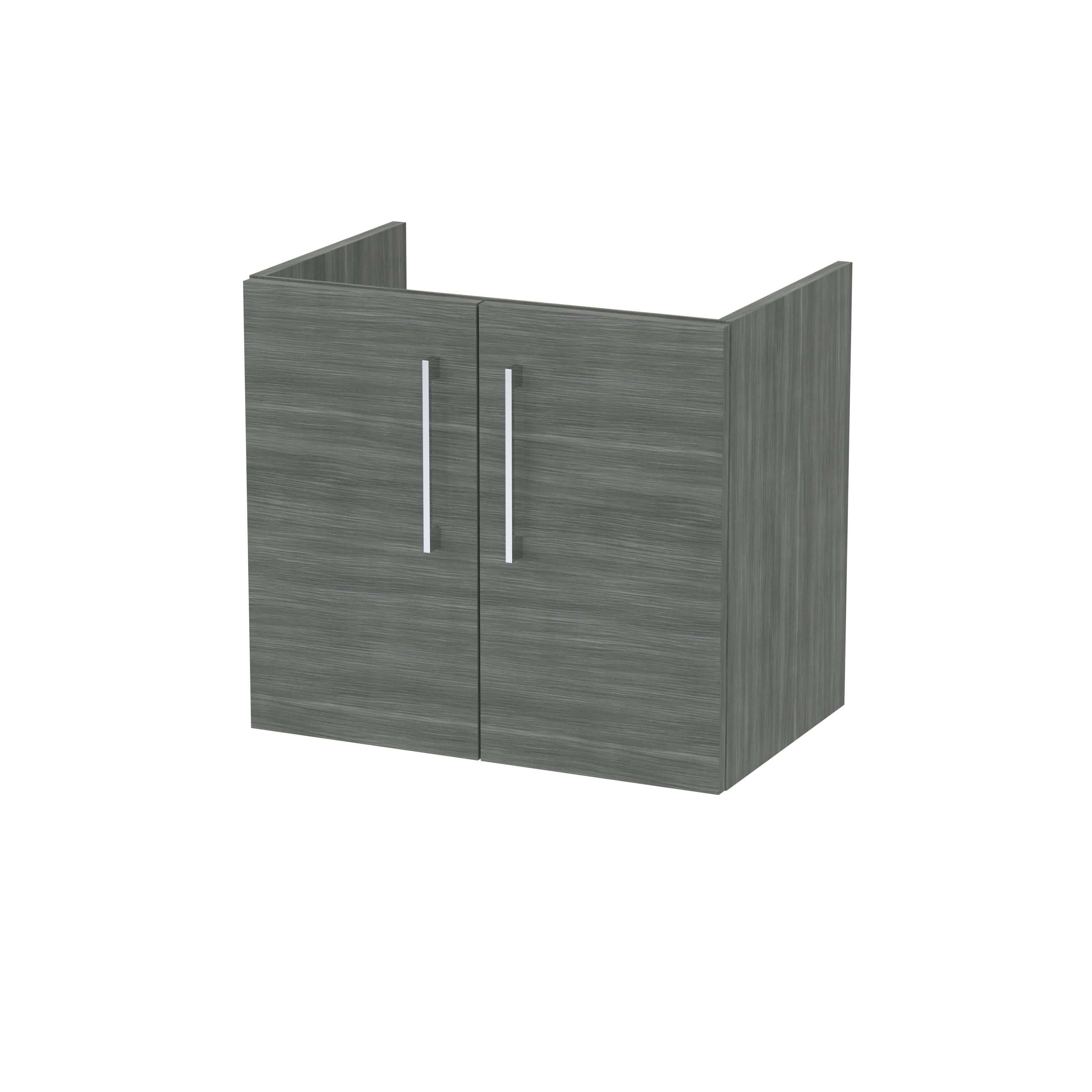 Hudson Reed Arno Wall Hung Vanity Unit, Durable 2 Soft-Close Doors with D-Shape Handles Vanity Unit for Modern Bathroom or Cloakroom in Anthracite Finish, 600mm