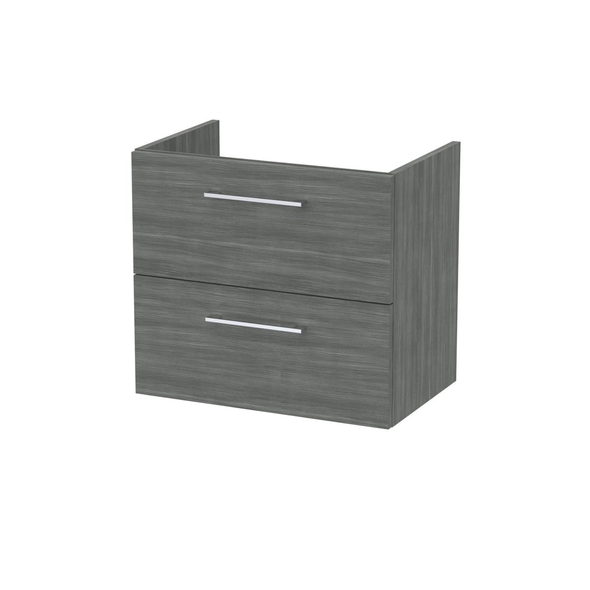 Hudson Reed Arno Wall Hung Vanity Unit, Durable Double Soft-Close Drawer with D-Shape Handle Vanity Unit for Modern Bathroom Setups in Anthracite Finish, 600mm