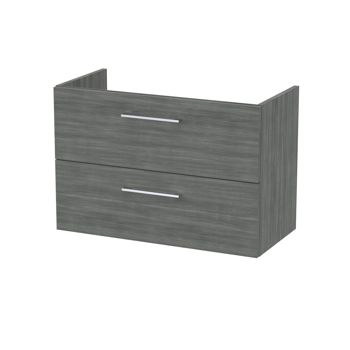 Hudson Reed Arno Wall Hung Vanity Unit, Durable 2 Soft-Close Drawers with D-Shape Handles Vanity Unit for Modern Bathroom or Cloakroom in Anthracite Finish, 800mm