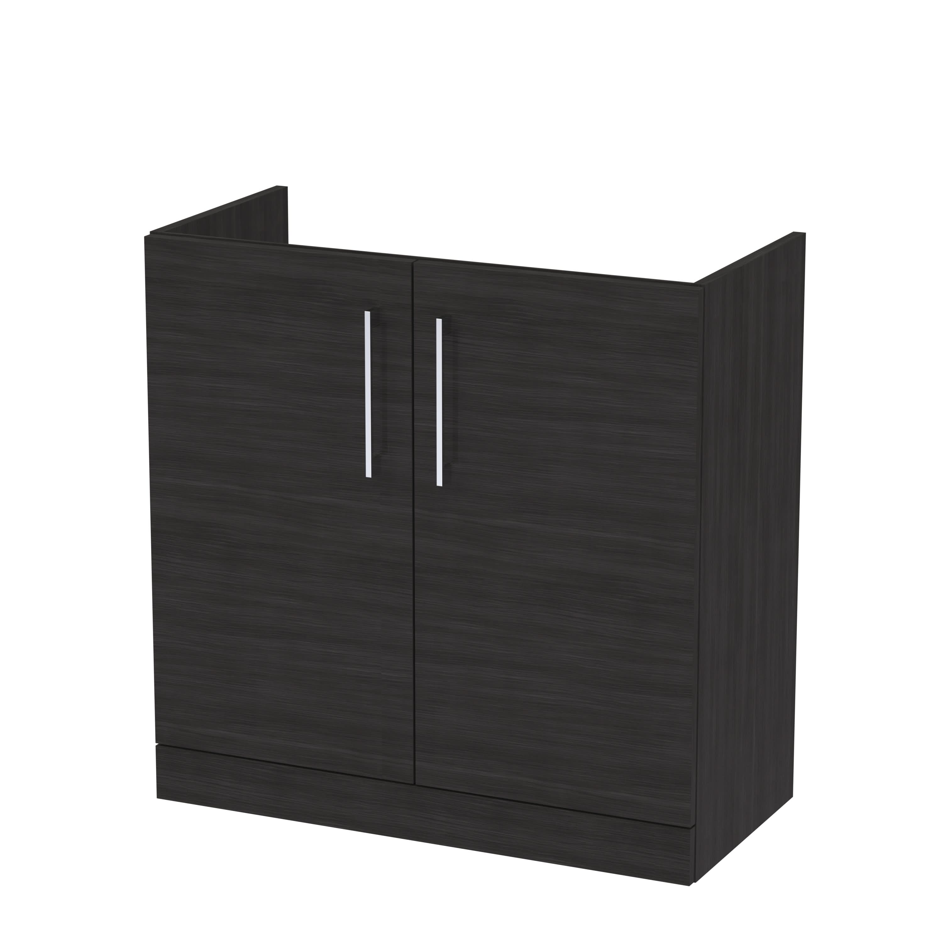 Hudson Reed Arno Floor Standing Vanity Unit, Durable 2 Soft Close Door Bathroom Sink Vanity Unit with Shelf in Charcoal Black, 800mm