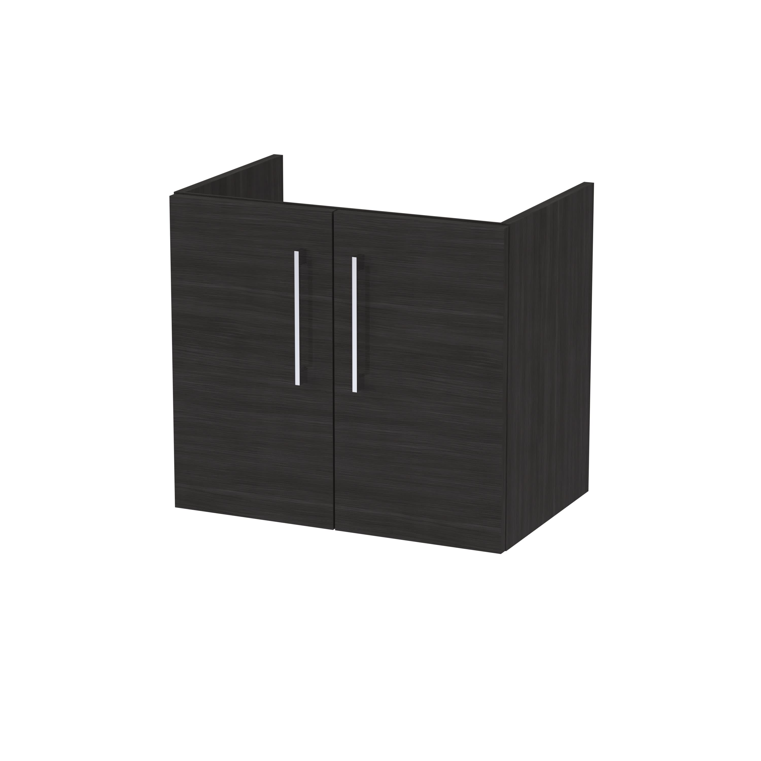 Hudson Reed Arno Wall Hung Vanity Unit, Durable 2 Soft-Close Doors with D-Shape Handles Vanity Unit for Modern Bathroom or Cloakroom in Charcoal Black Finish, 600mm