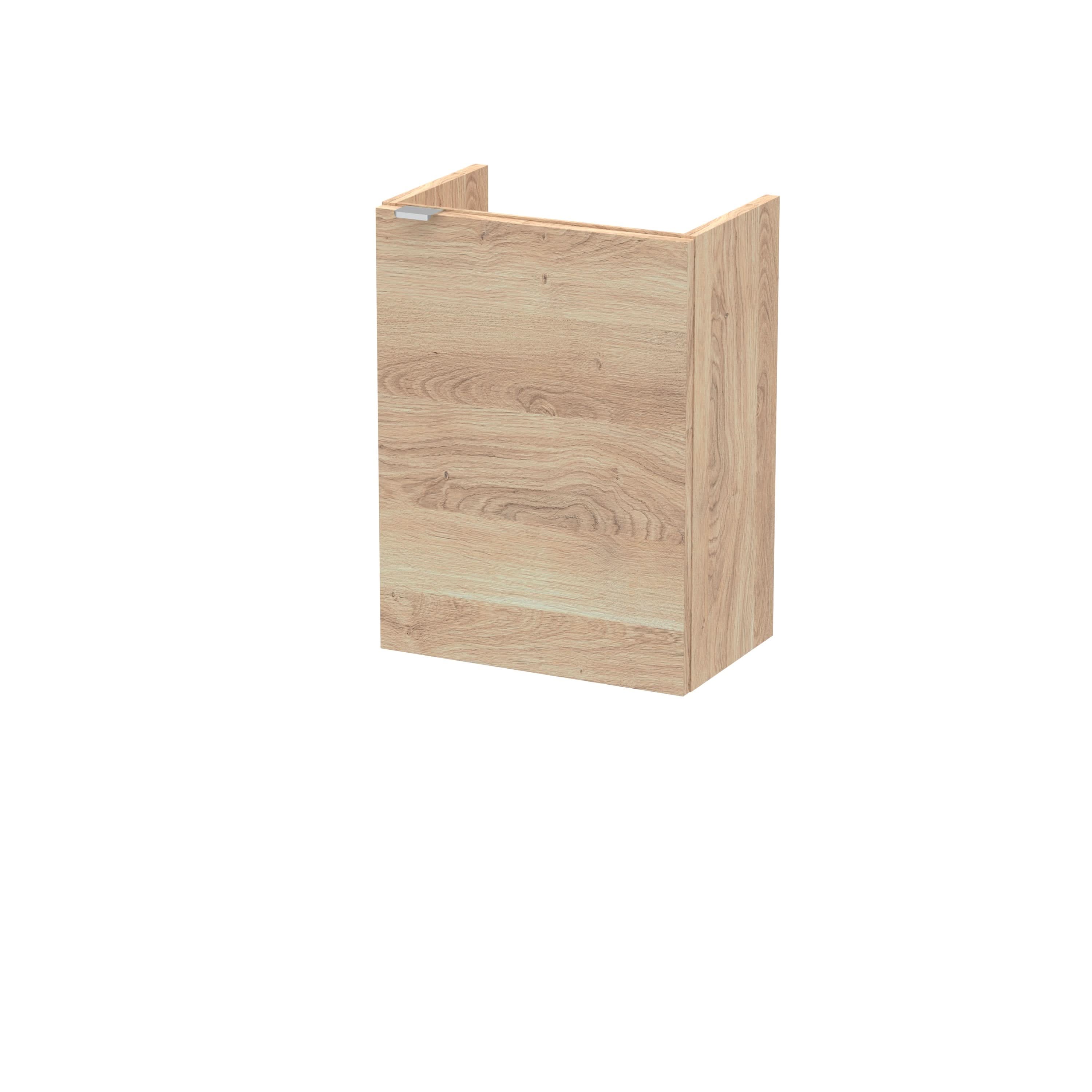 Hudson Reed Wall Hung Vanity Unit with 1 Soft Close Door, Modern Bathroom Sink Vanity Cabinet in Bleached Oak, 400mm (255MM)