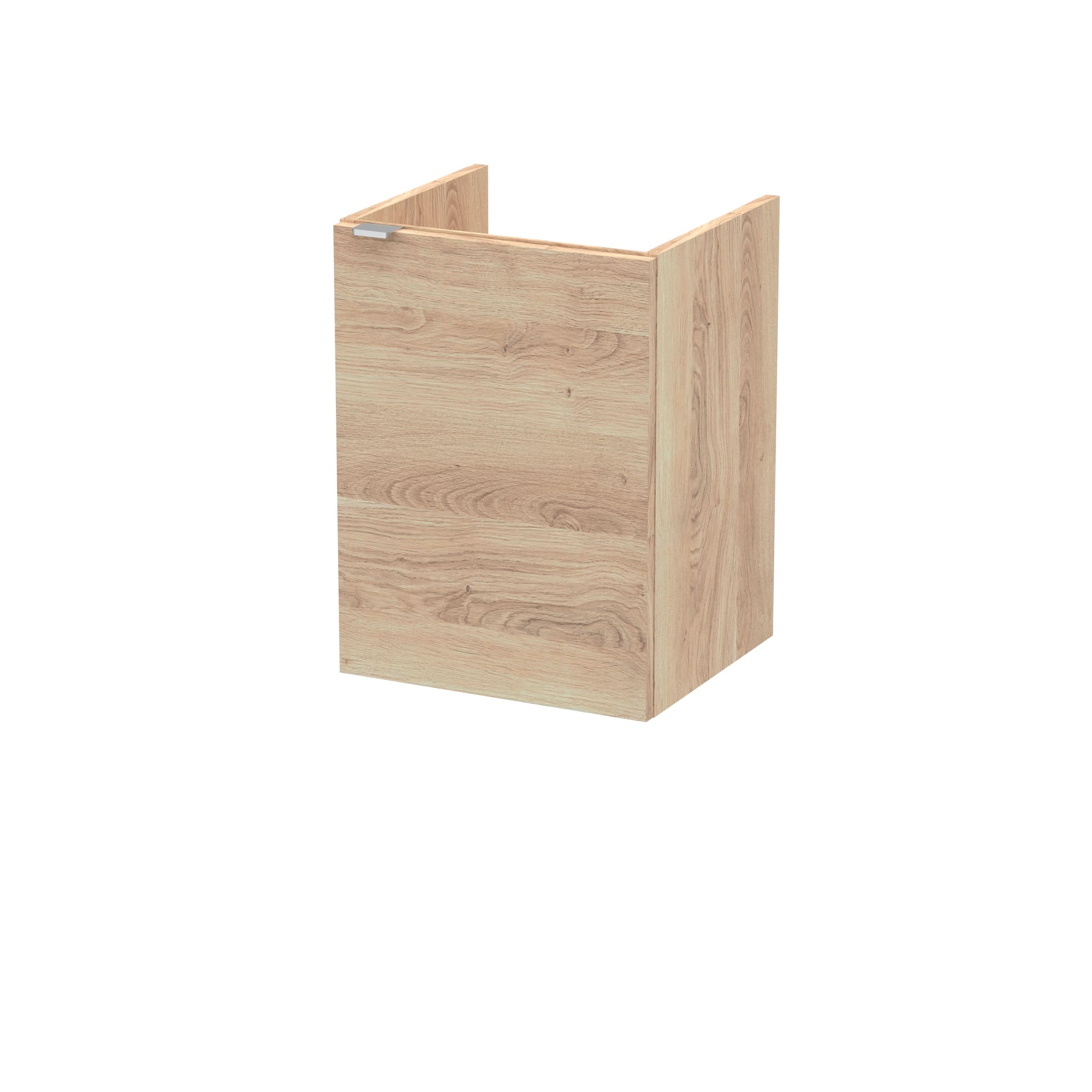 Hudson Reed Wall Hung Vanity Unit with 1 Soft Close Door, Modern Bathroom Sink Vanity Cabinet in Bleached Oak, 400mm (355MM)