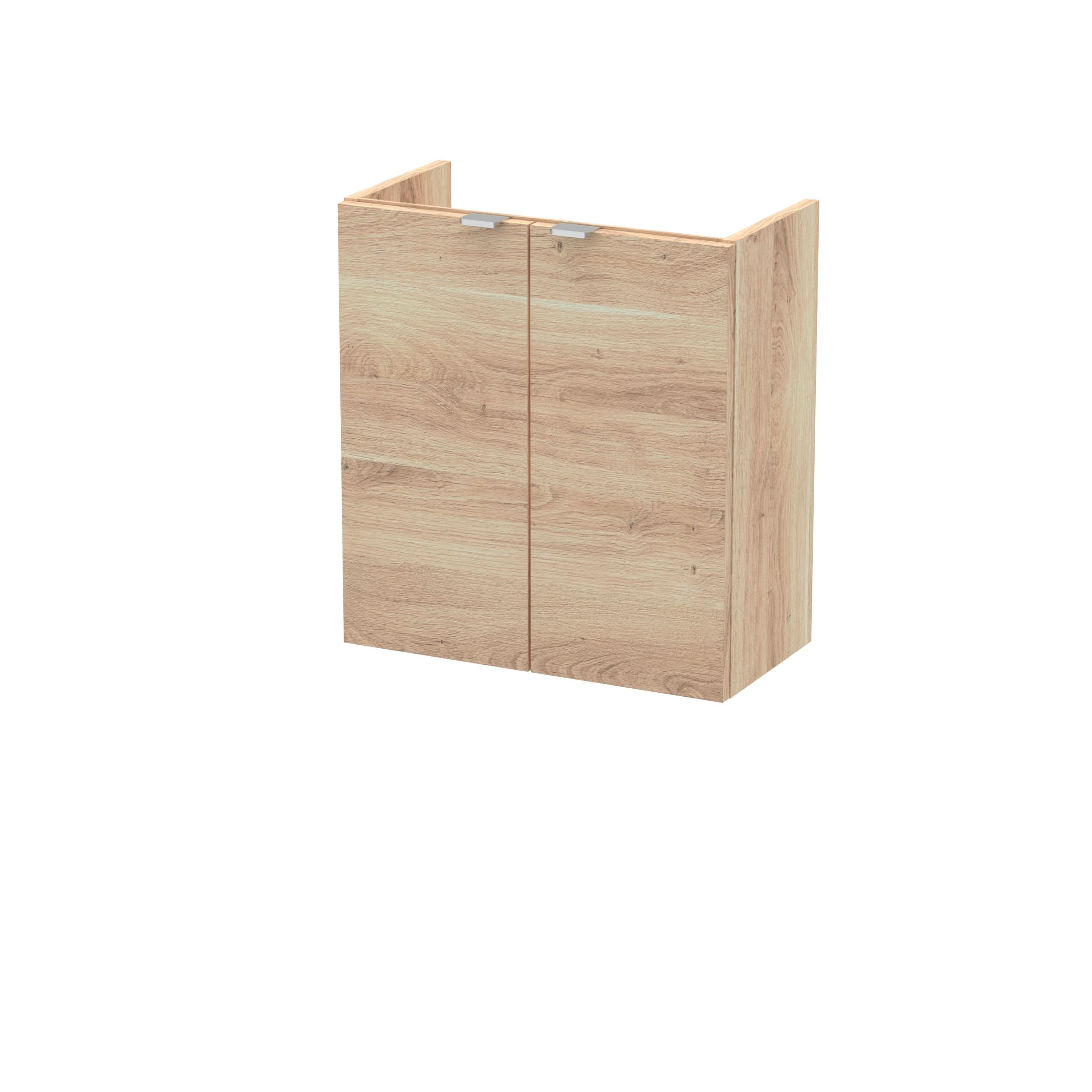 Hudson Reed Wall Hung Vanity Unit with 2 Soft Close Door, Modern Bathroom Sink Vanity Cabinet in Bleached Oak, 500mm (255MM)