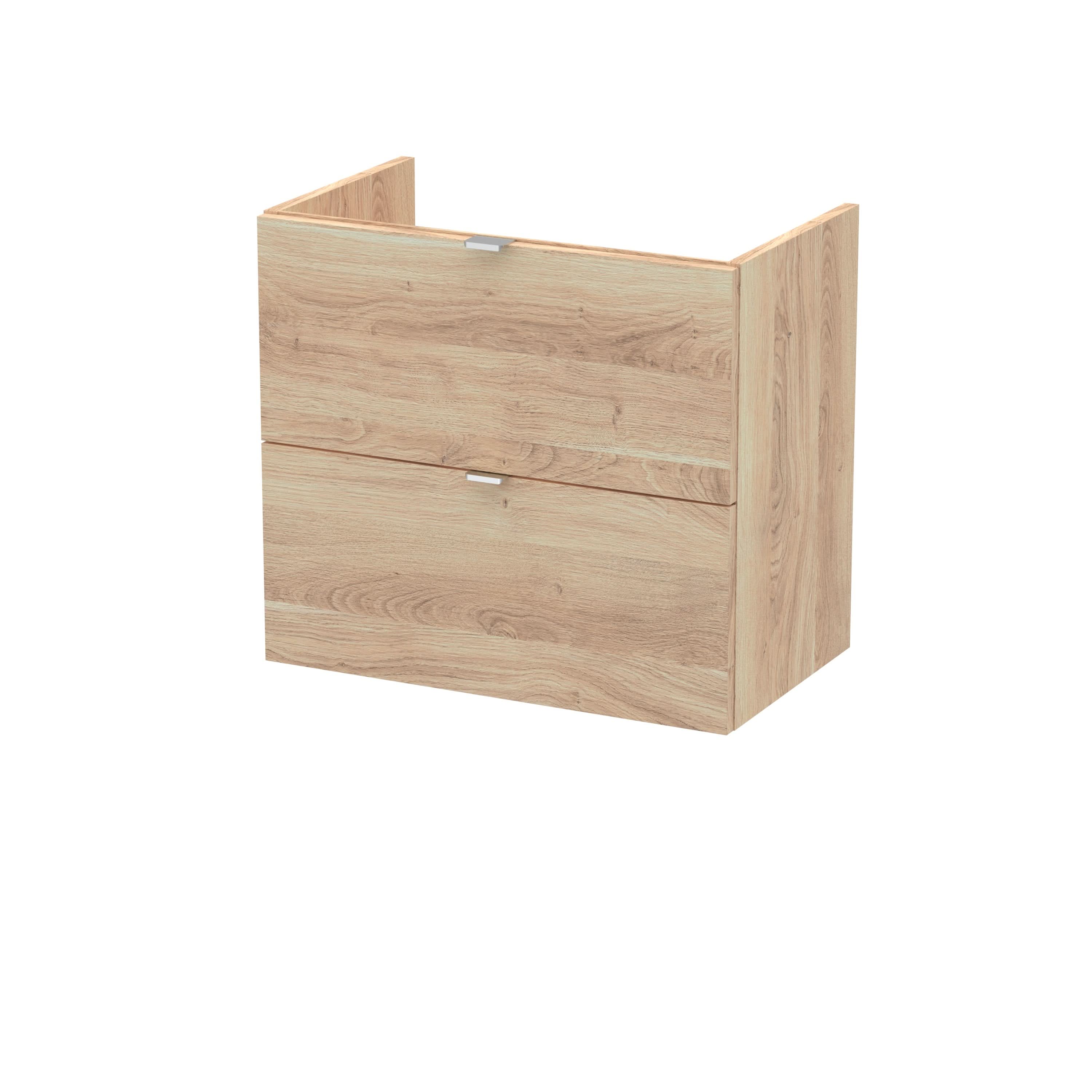 Hudson Reed Wall Hung Vanity Unit with 2 Soft Close Drawer, Modern Bathroom Sink Vanity Cabinet in Bleached Oak, 560mm (355MM)