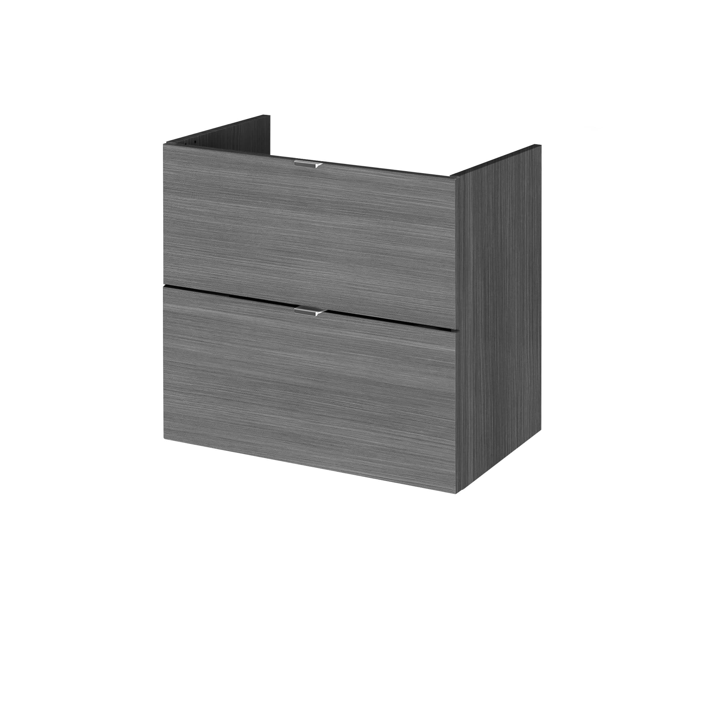 Hudson Reed Fusion Wall Hung Vanity Unit, Durable Double Soft Close Drawers with Wrapover Handle Cabinet Vanity Unit for Modern Bathroom in Anthracite Woodgrain Finish, 600mm