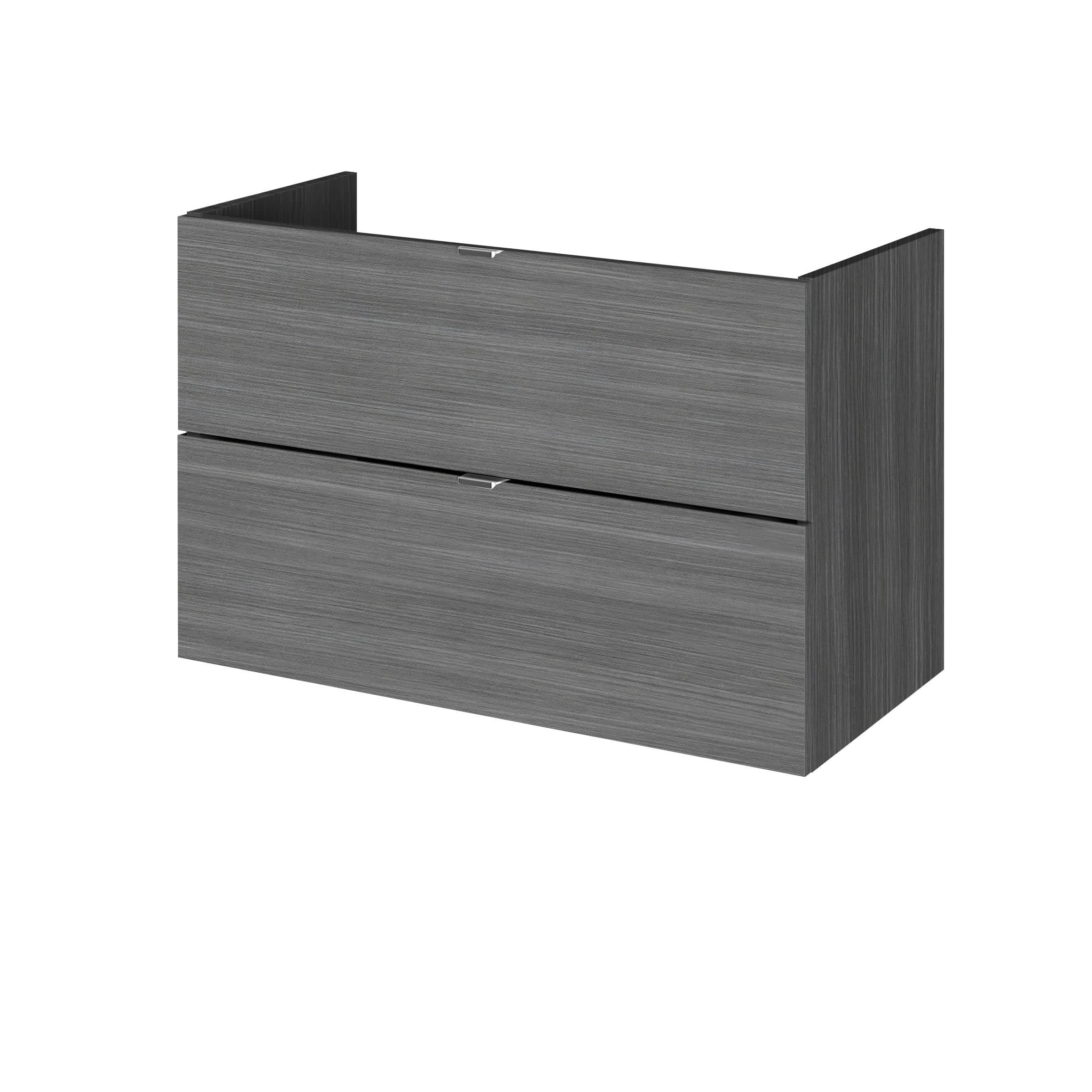 Hudson Reed Fusion Wall Hung Vanity Unit, Durable Double Soft Close Drawers with Wrapover Handle Cabinet Vanity Unit for Modern Bathroom in Anthracite Woodgrain Finish, 800mm