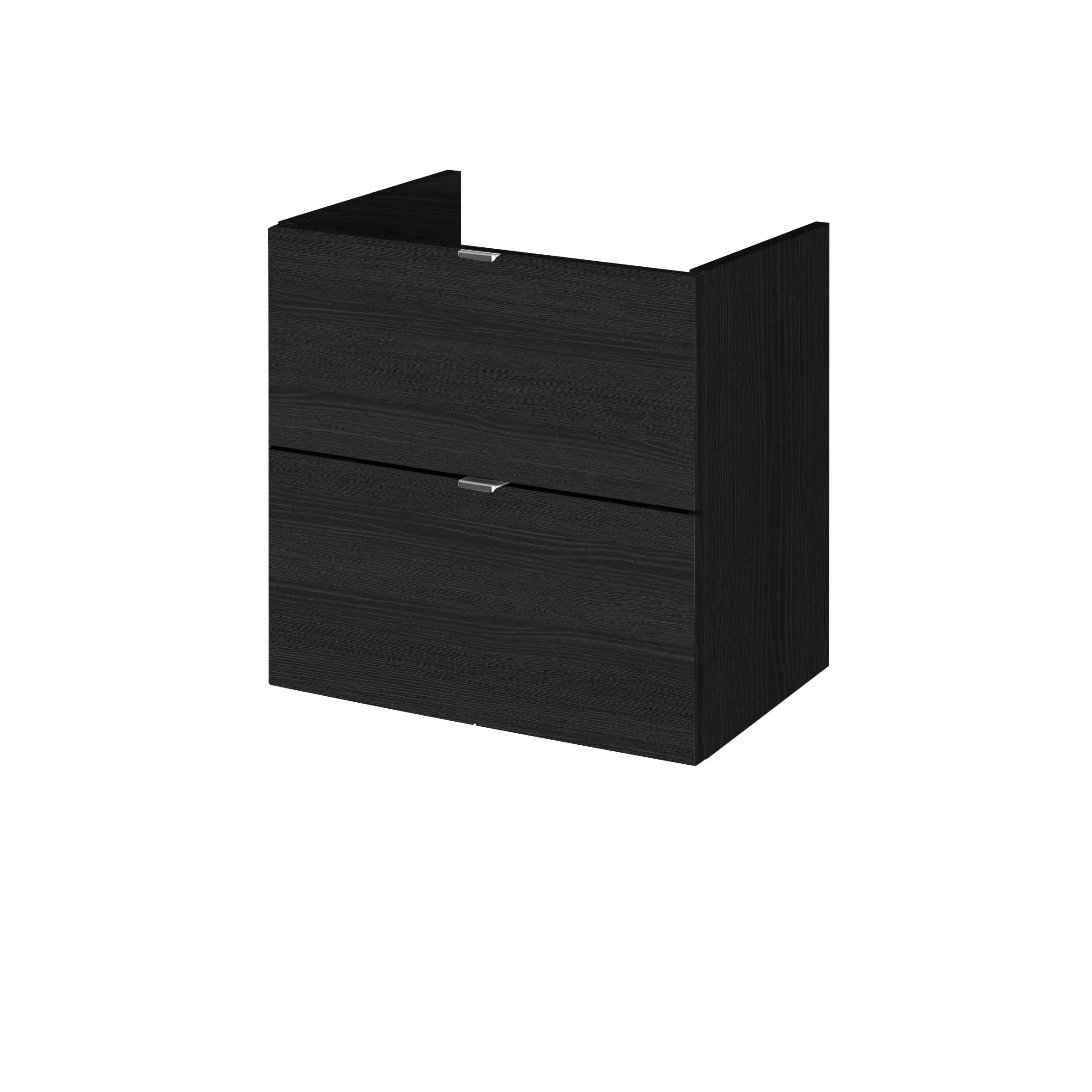 Hudson Reed Fusion Wall Hung Vanity Unit, Durable Double Soft Close Drawers with Wrapover Handle Cabinet Vanity Unit for Modern Bathroom in Hacienda Black Finish, 500mm
