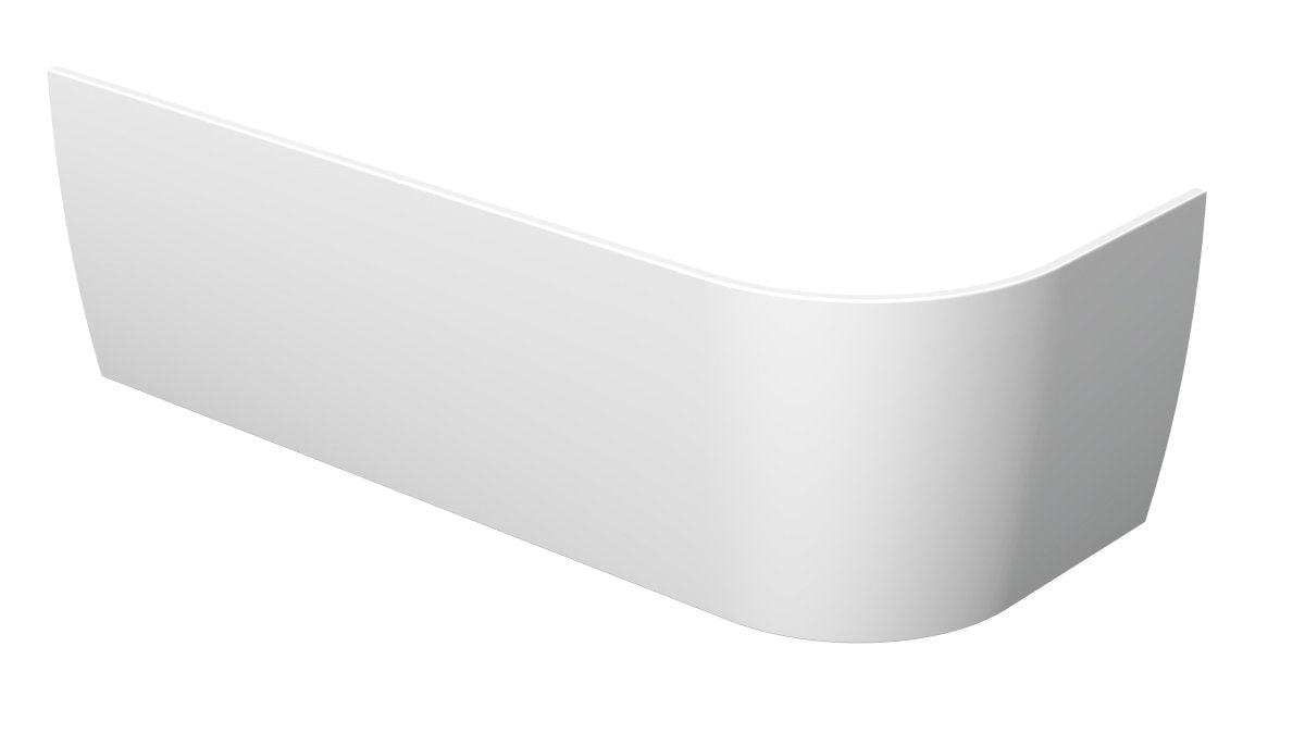 Hudson Reed Back to Wall J Corner Bath Panel LH, Durable Acrylic Build Curved Side Bath Panel, Modern Bathroom Wall Panels for Corner Baths in Gloss White, 1700mm