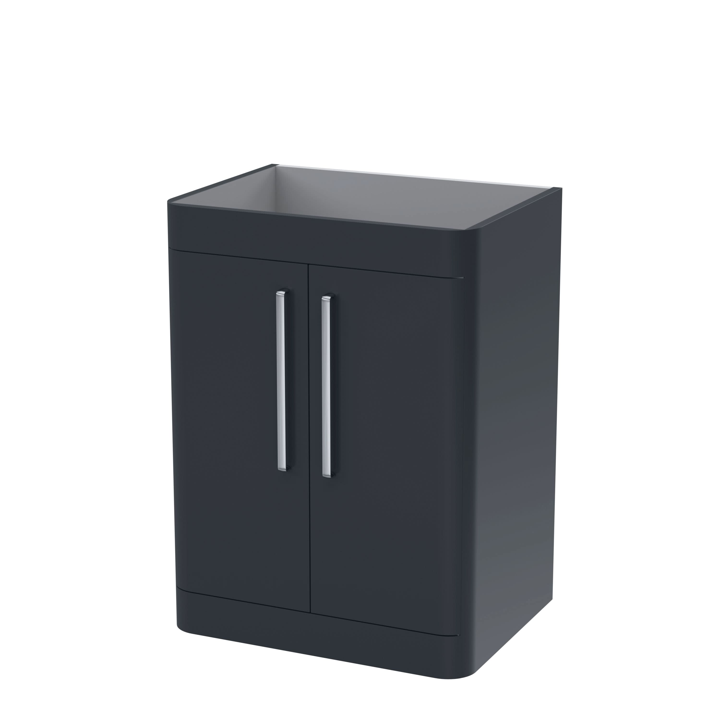 Hudson Reed Parade Component Floor Standing 2 Soft Close Door Vanity Unit, Bathroom Vanity Units with Storage in Soft Black, 600mm